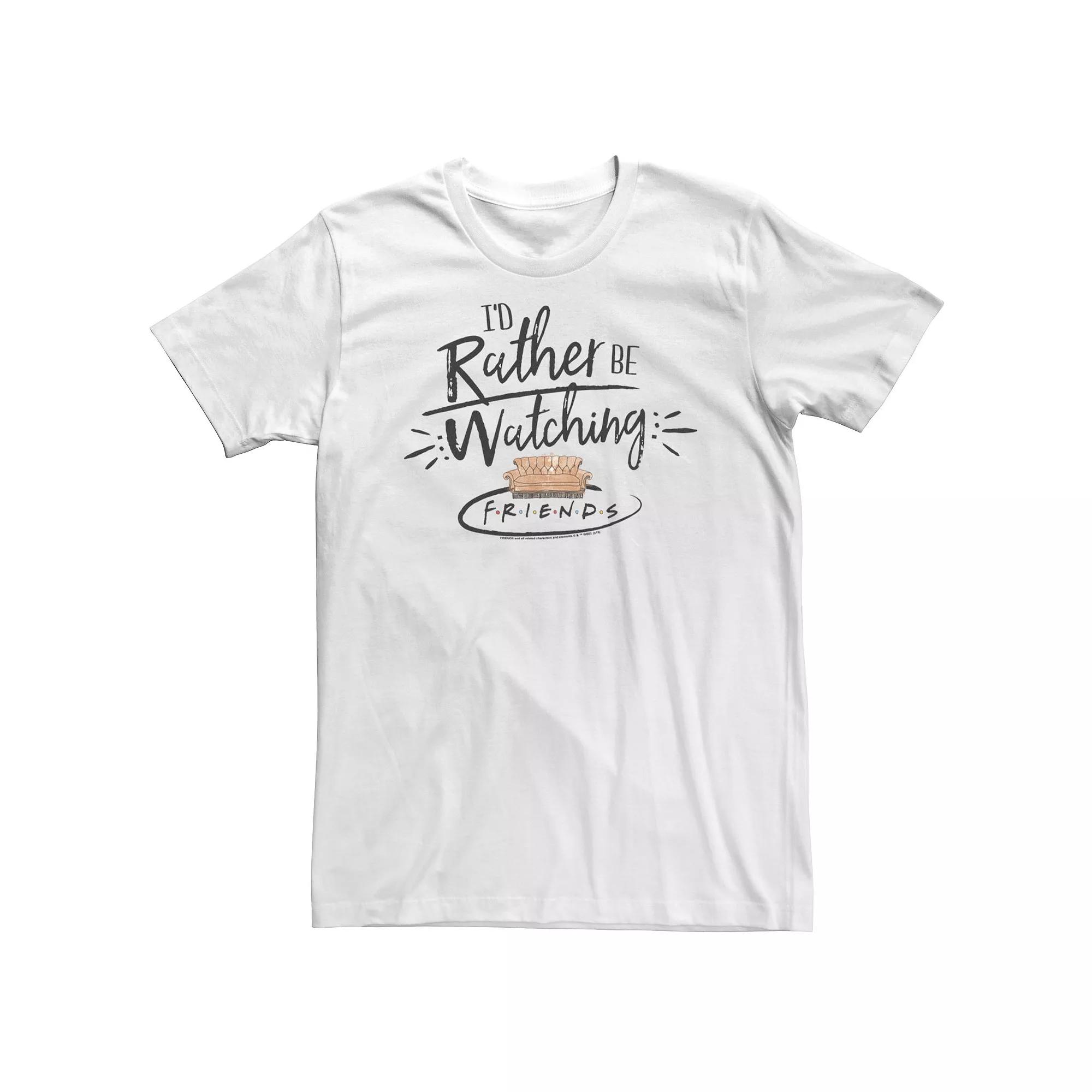 Big & Tall Friends I'd Rather Be Watching Friends Couch Logo Tee, Men's, Size: 3XL Tall, White Product Image