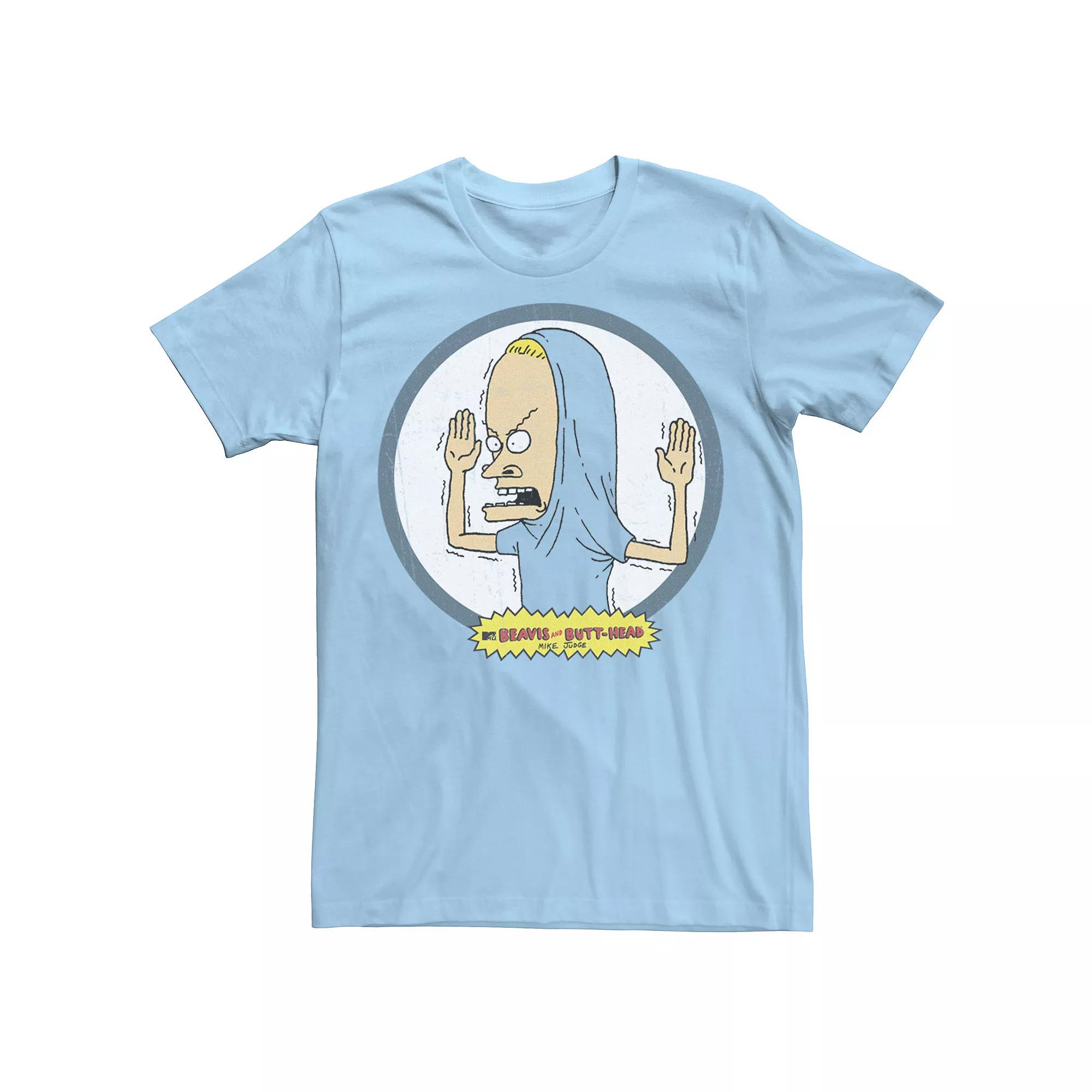 Men's Beavis and Butt-Head The Great Cornholio Circle Portrait Tee, Size: Large, Light Blue Product Image