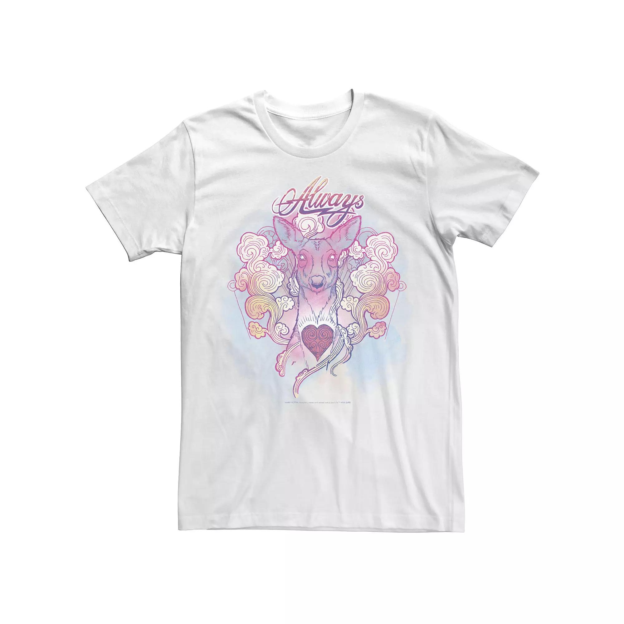 Men's Deathly Hallows 2 Always Water Color Doe Portrait Tee, Size: XXL, White Product Image