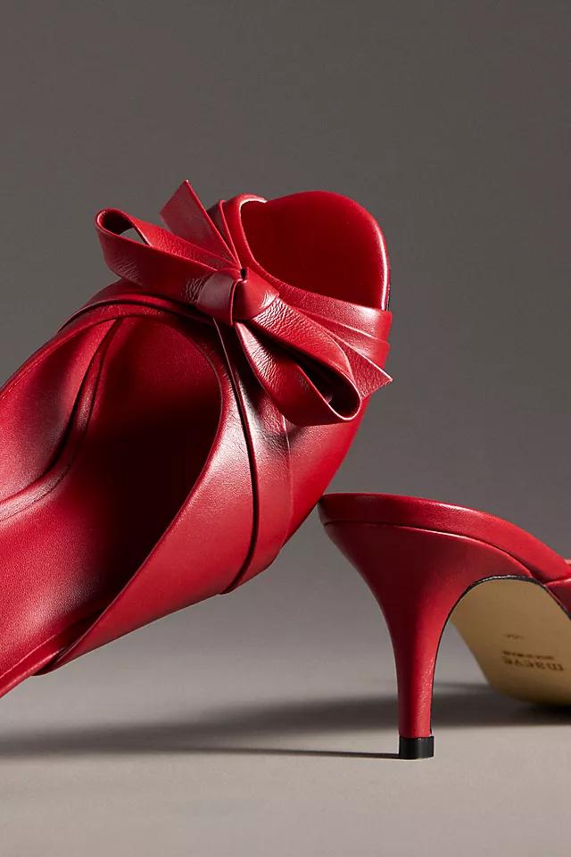 Maeve Bow Peep-Toe Kitten-Heel Mules Product Image