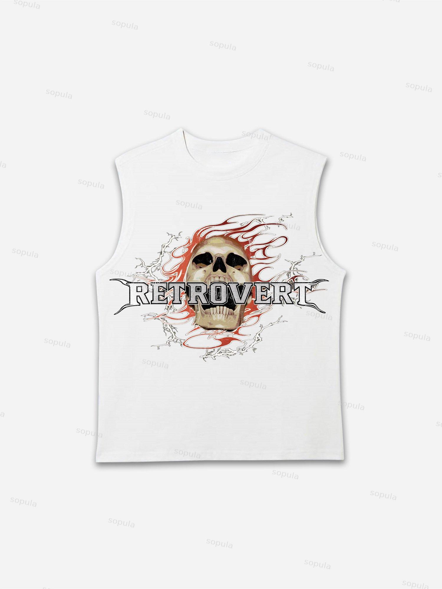 Red Skull Lightning Flame Graphic Tank Top Product Image