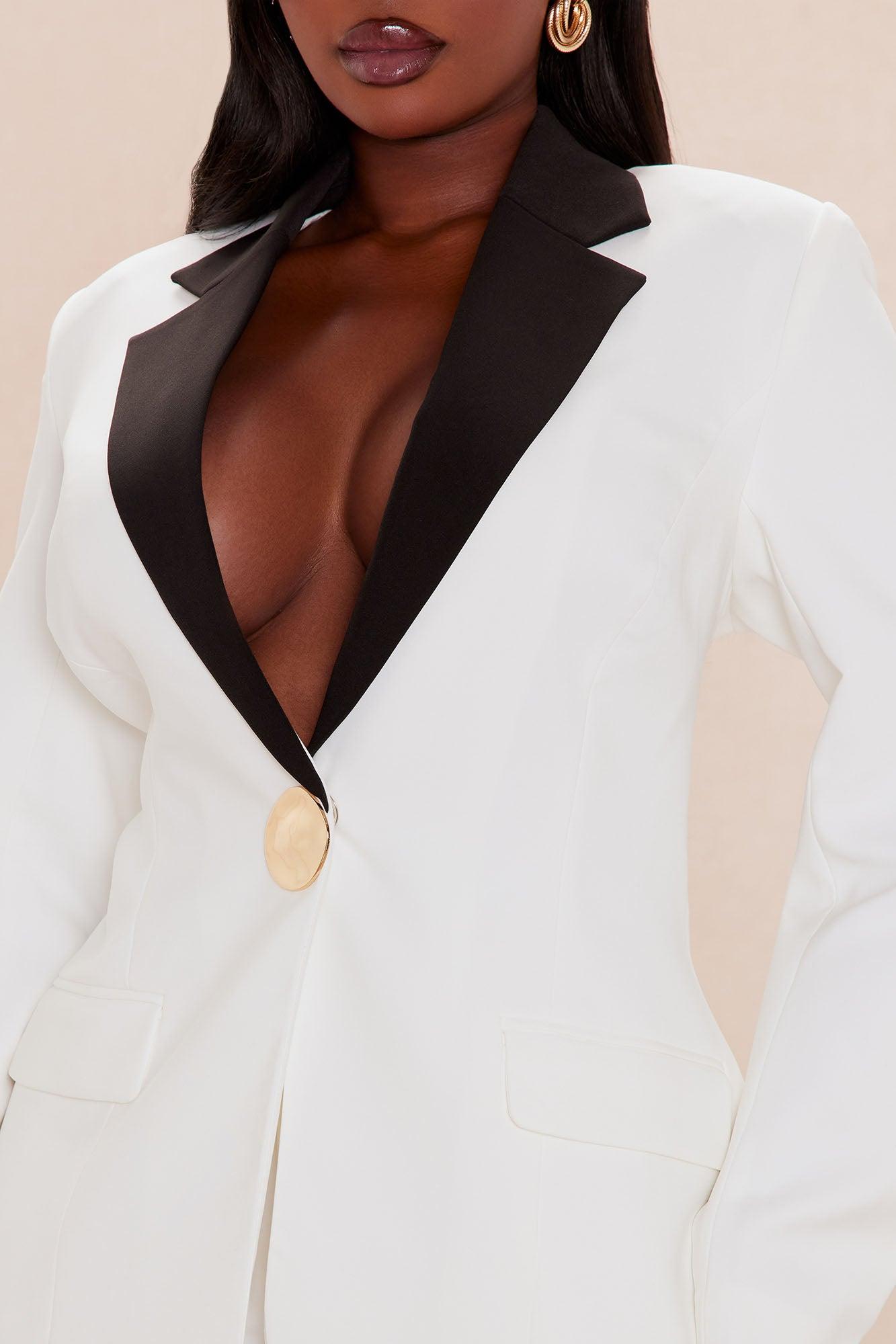 Allisse Blazer Suit Set - White/Black Female Product Image