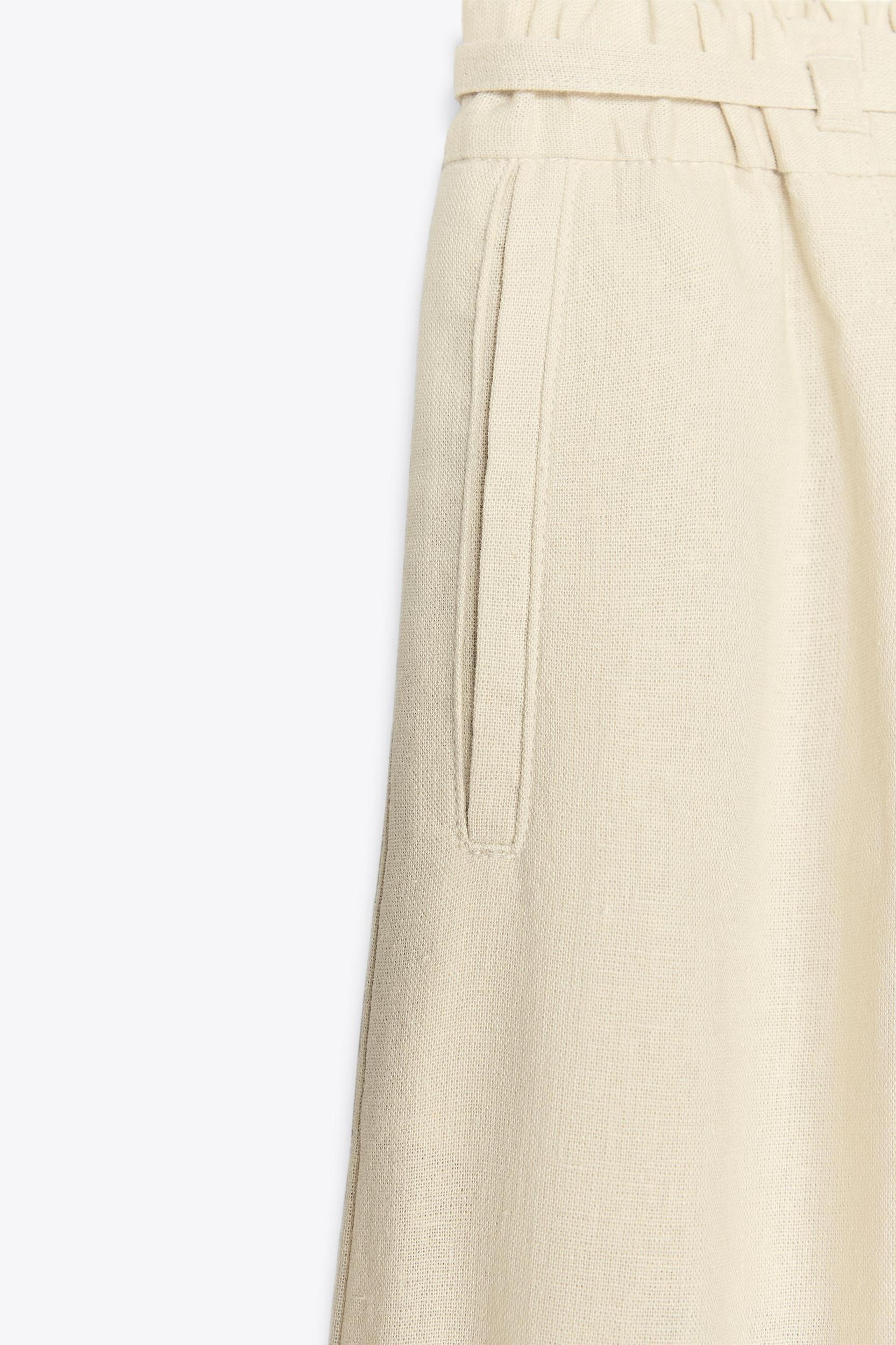 WIDE LEG LINEN PANTS WITH BELT Product Image