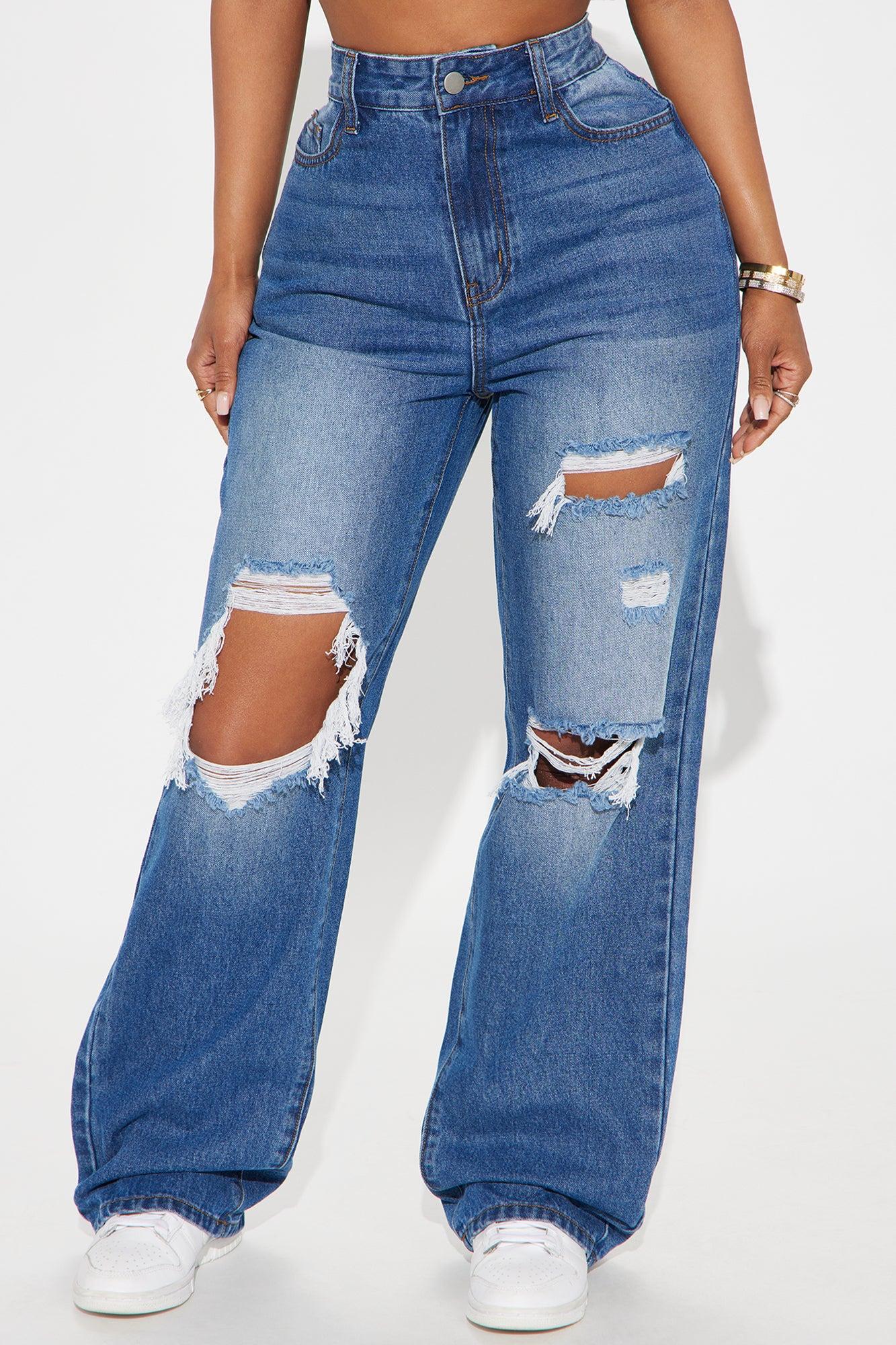 Raveena Ripped Straight Leg Jeans - Medium Wash Product Image