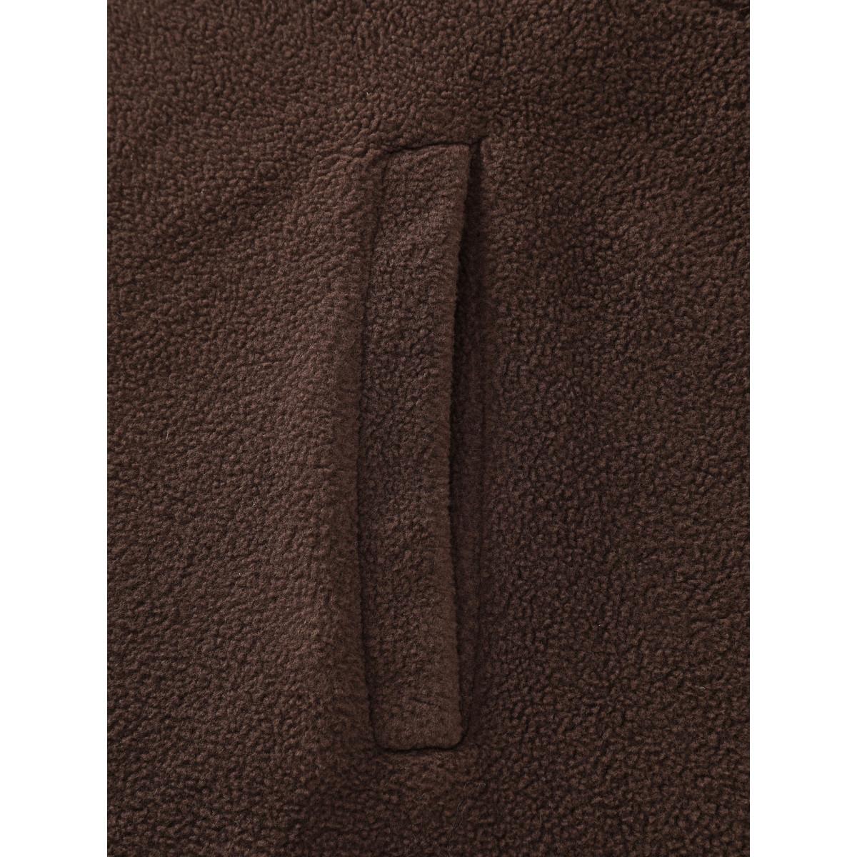 Plus Size Dacron Drawstring Waist Zipper Sweatshirt Women DarkBrown Leisure Drawstring Stand-up collar Casual Sweatshirts BloomChic 10/M Product Image