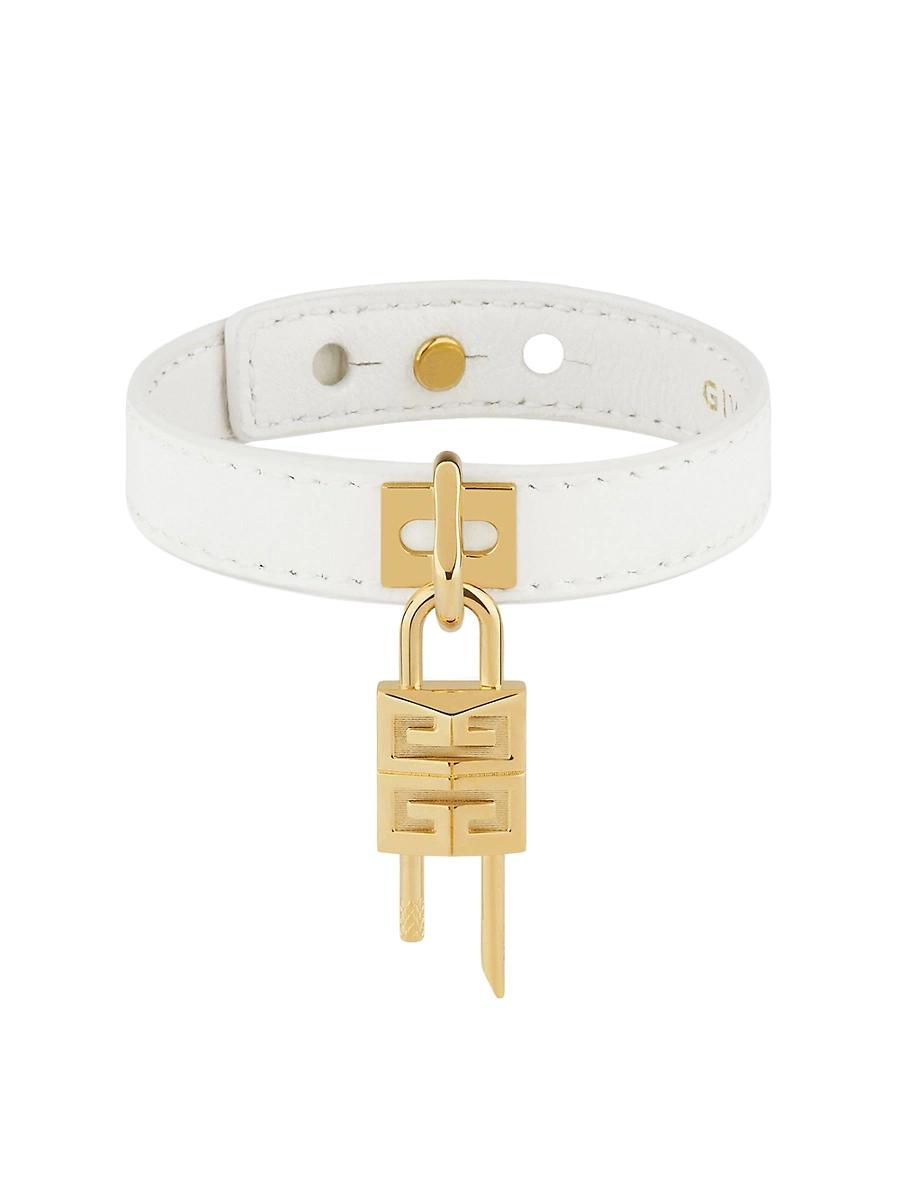 Womens Mini Lock Bracelet In Metal And Leather Product Image