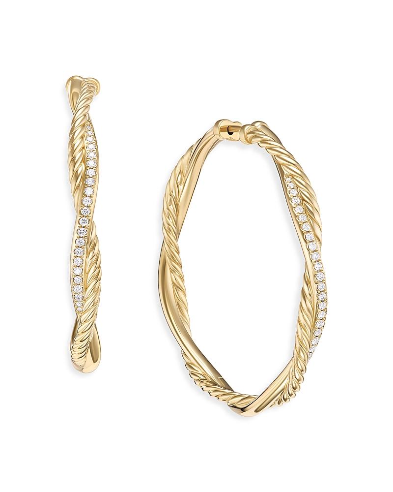 Womens Infinity Hoop Earrings in 18K Yellow Gold with Diamonds, 42MM Product Image