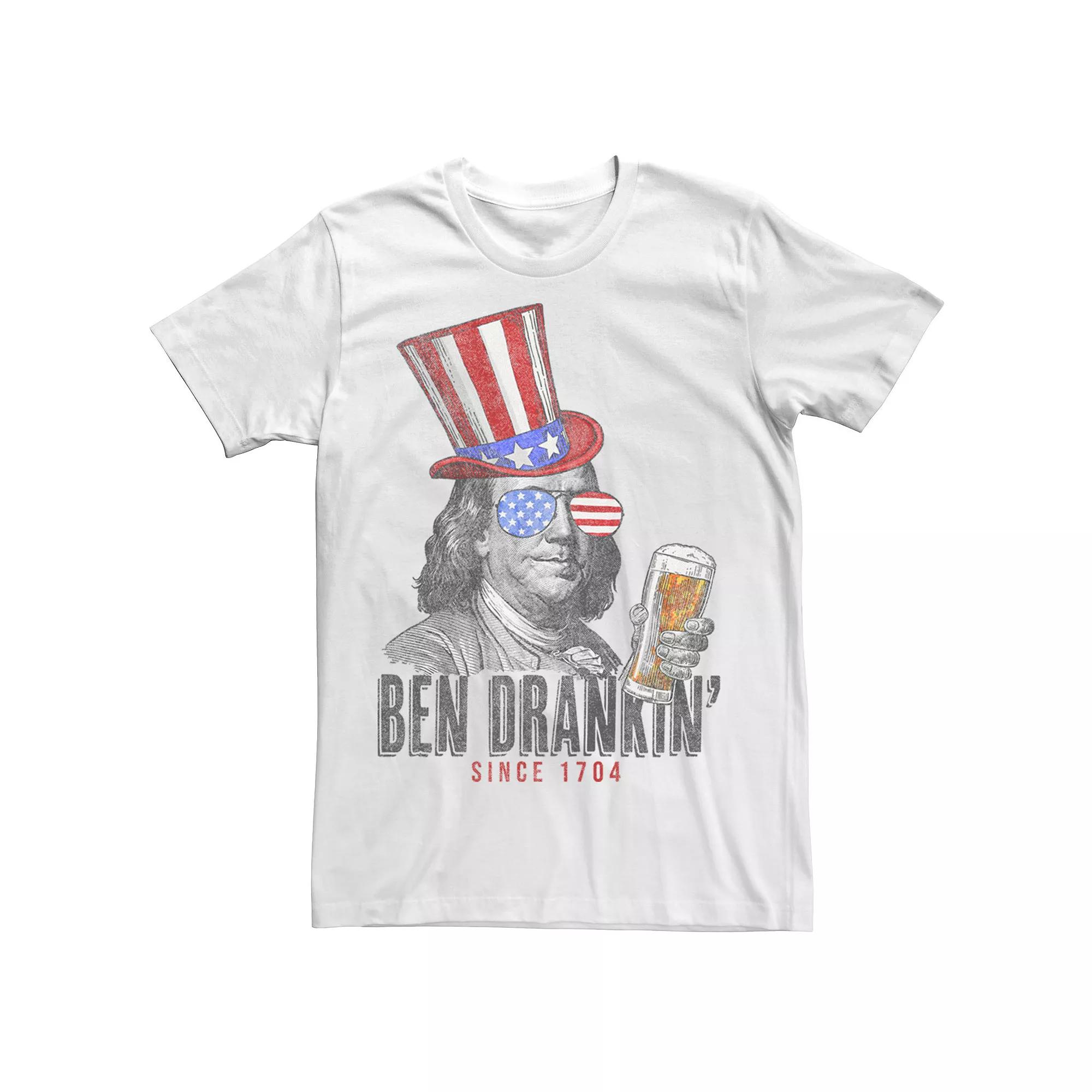 Men's Ben Drankin' Beer Americana Tee, Size: Small, White Product Image