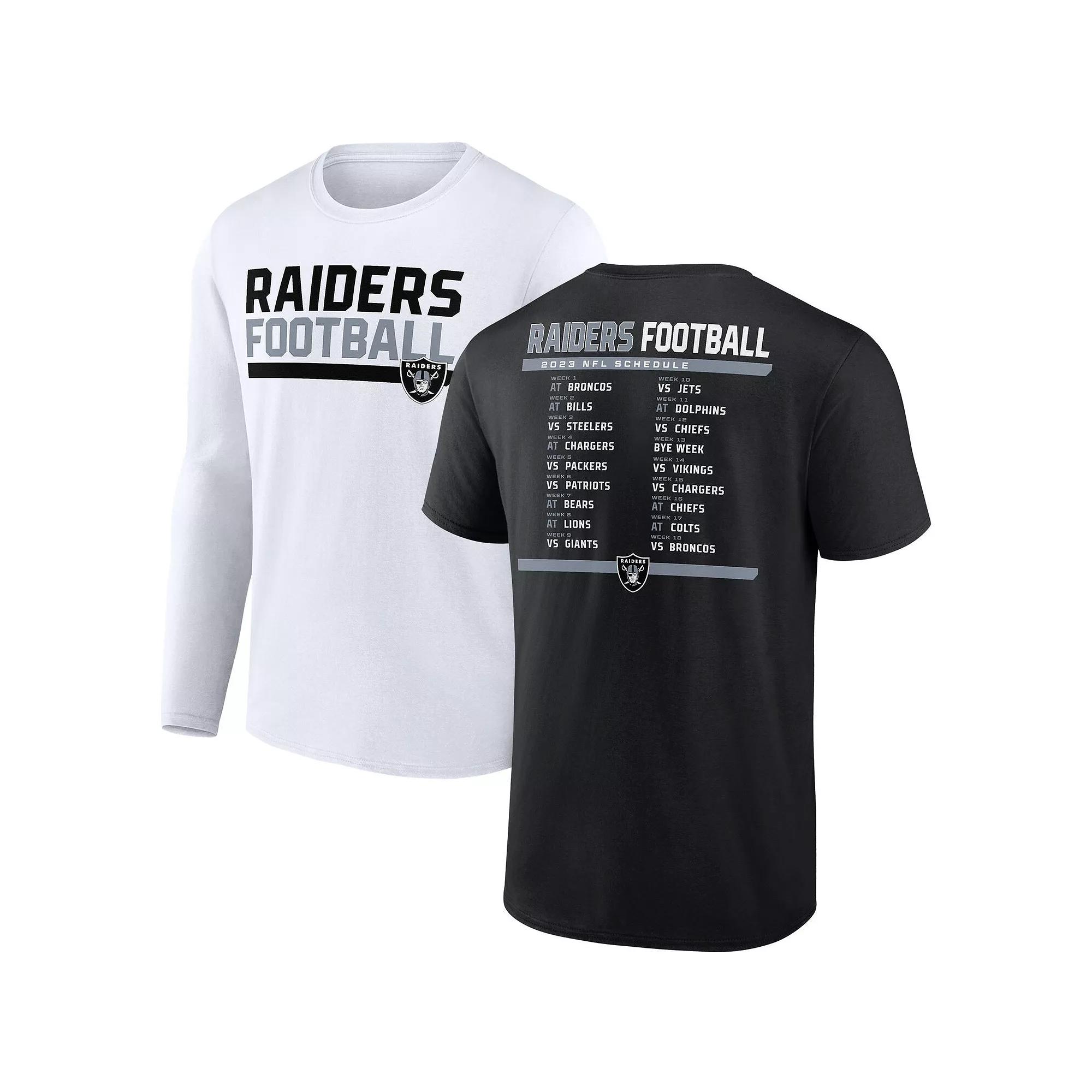 Men's Fanatics Branded Black/White Las Vegas Raiders Two-Pack 2023 Schedule T-Shirt Combo Set, Size: XL, Lvr Black Product Image