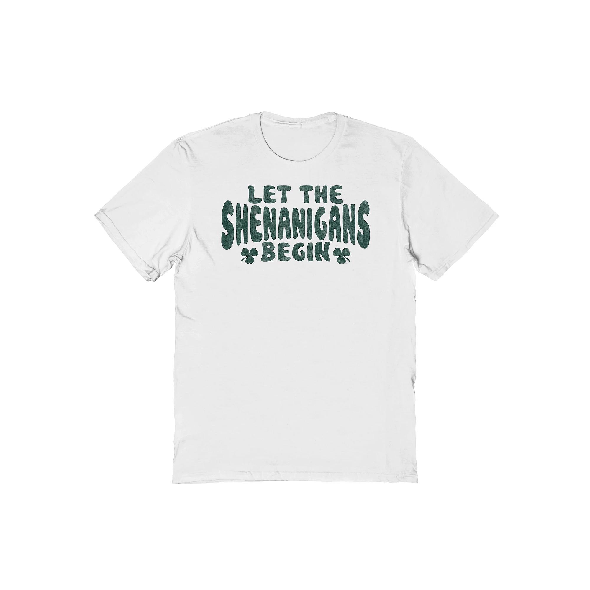 Men's St Patrick's Day 70s Shenanigans Graphic Tee, Size: Medium, White Product Image