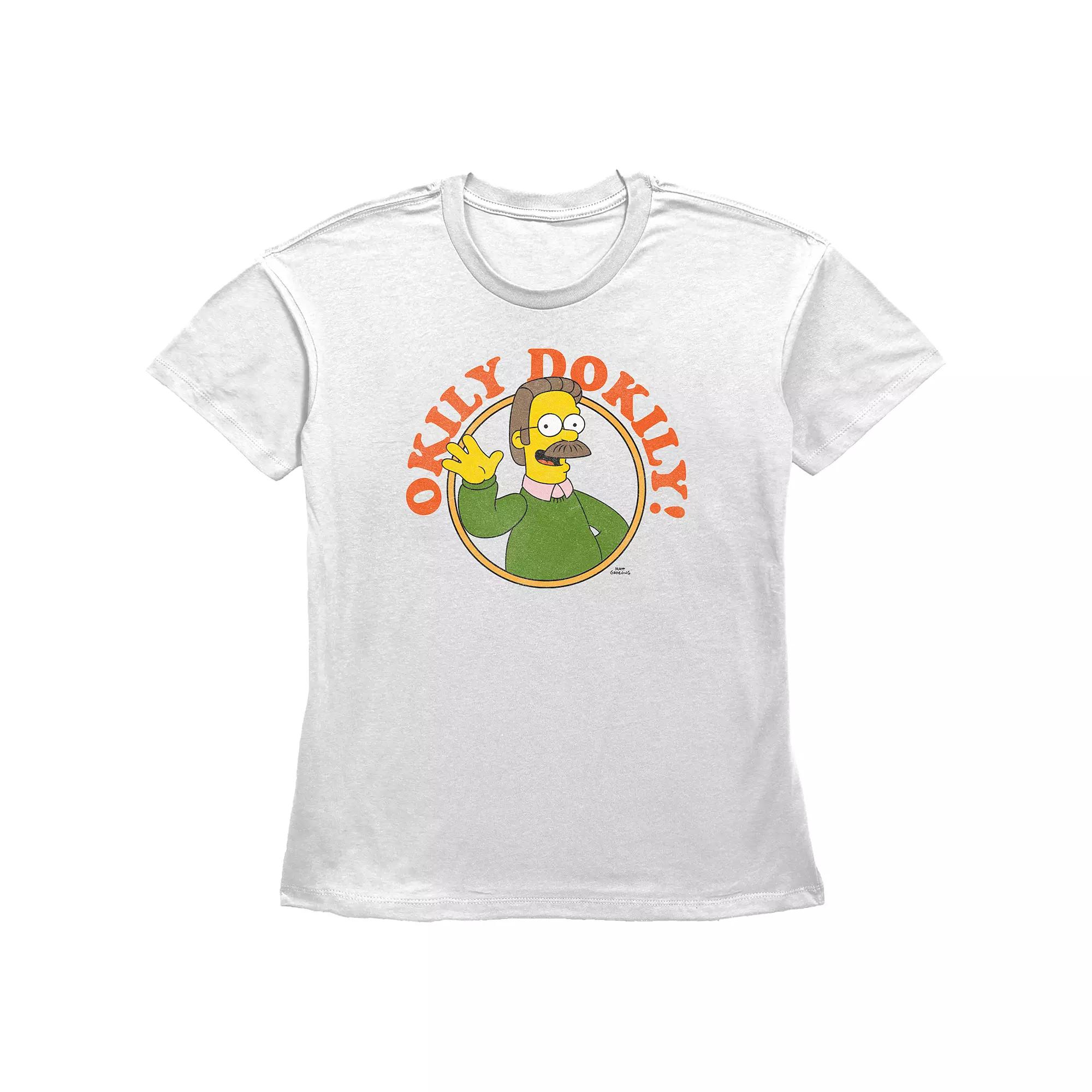 Womens The Simpsons Ned Okily Dokily Basic Fit Graphic Tee, Girls Product Image