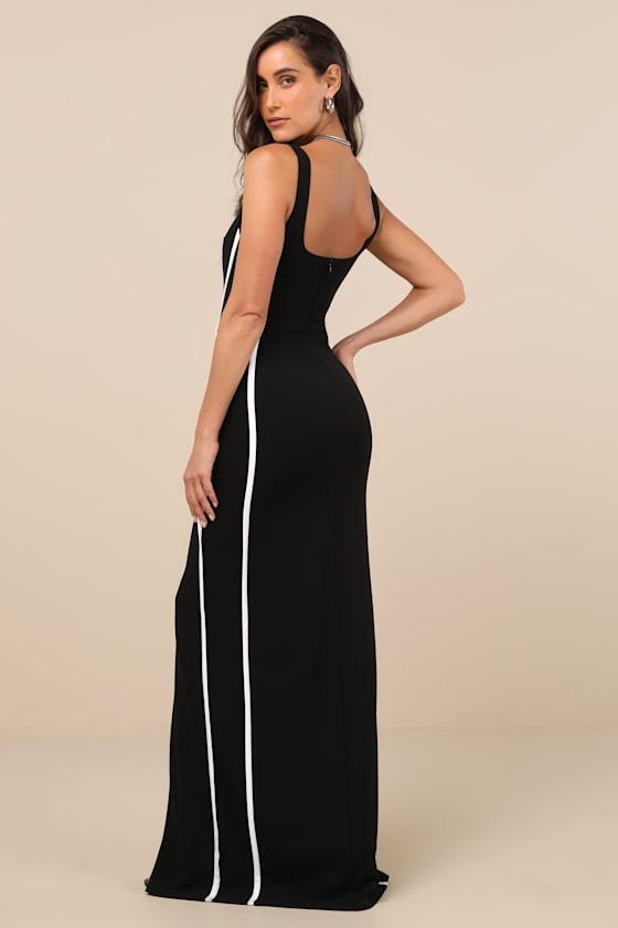 Neeva Black Front Slit Column Maxi Dress Product Image