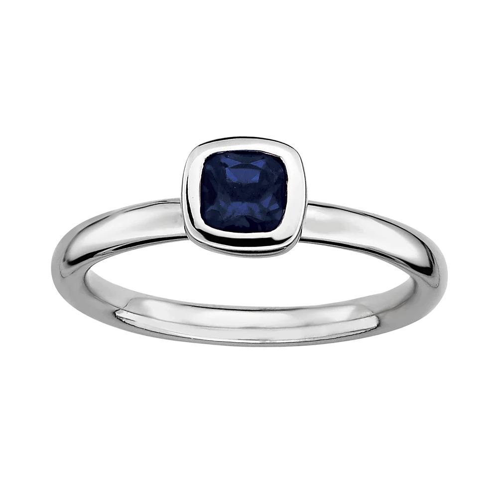 Stacks & Stones Sterling Silver Lab-Created Sapphire Stack Ring, Women's, Size: 8 Product Image