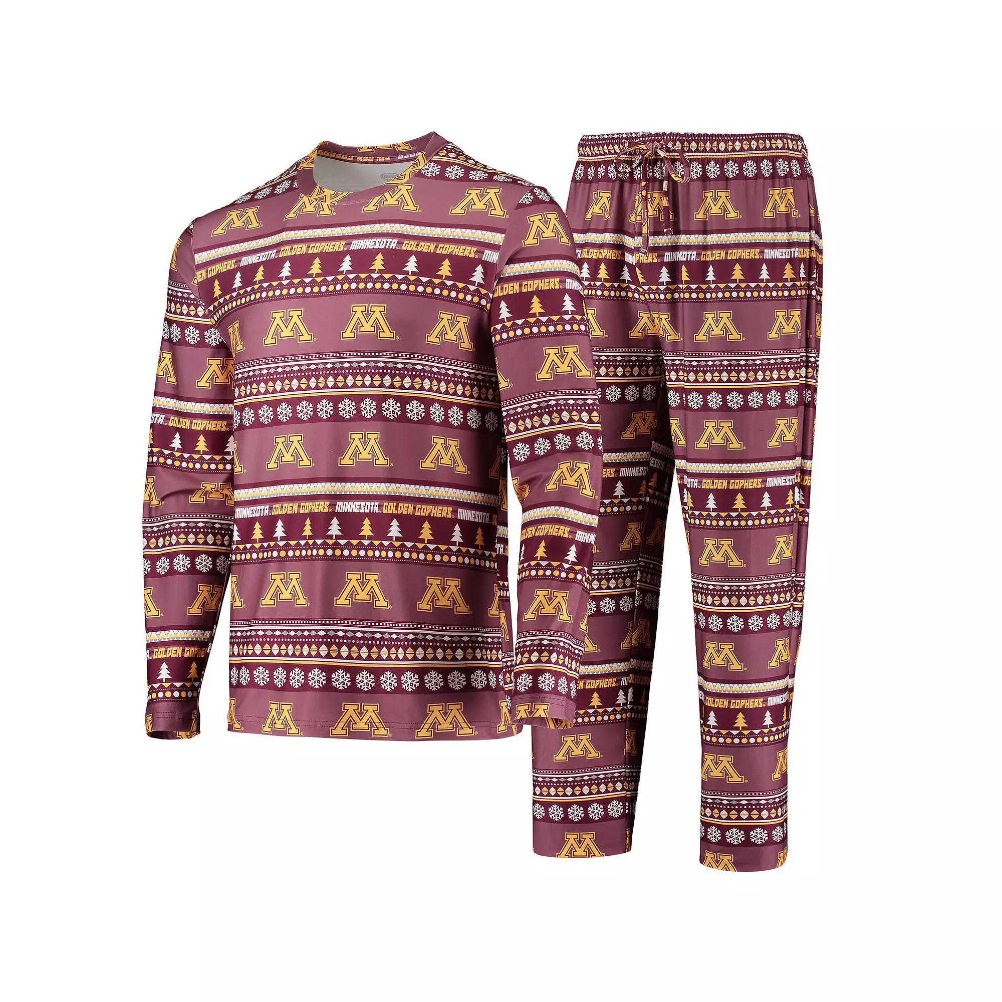Men's Concepts Sport Maroon Minnesota Golden Gophers Ugly Sweater Long Sleeve T-Shirt and Pants Sleep Set,  Product Image