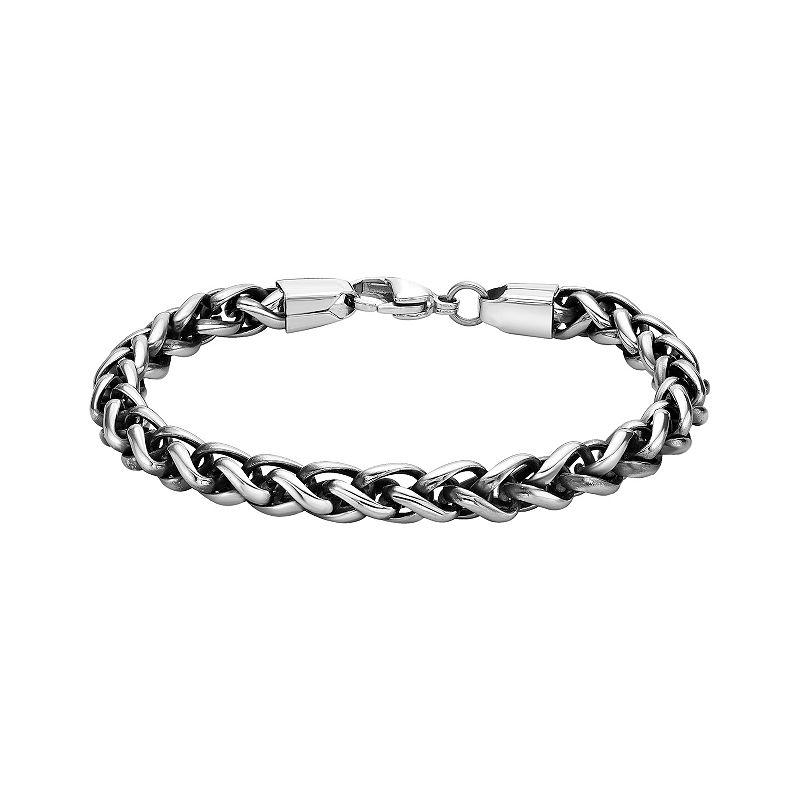 Men's LYNX Antiqued Ion-Plated Stainless Steel Wheat Chain Bracelet, Size: 10" Product Image