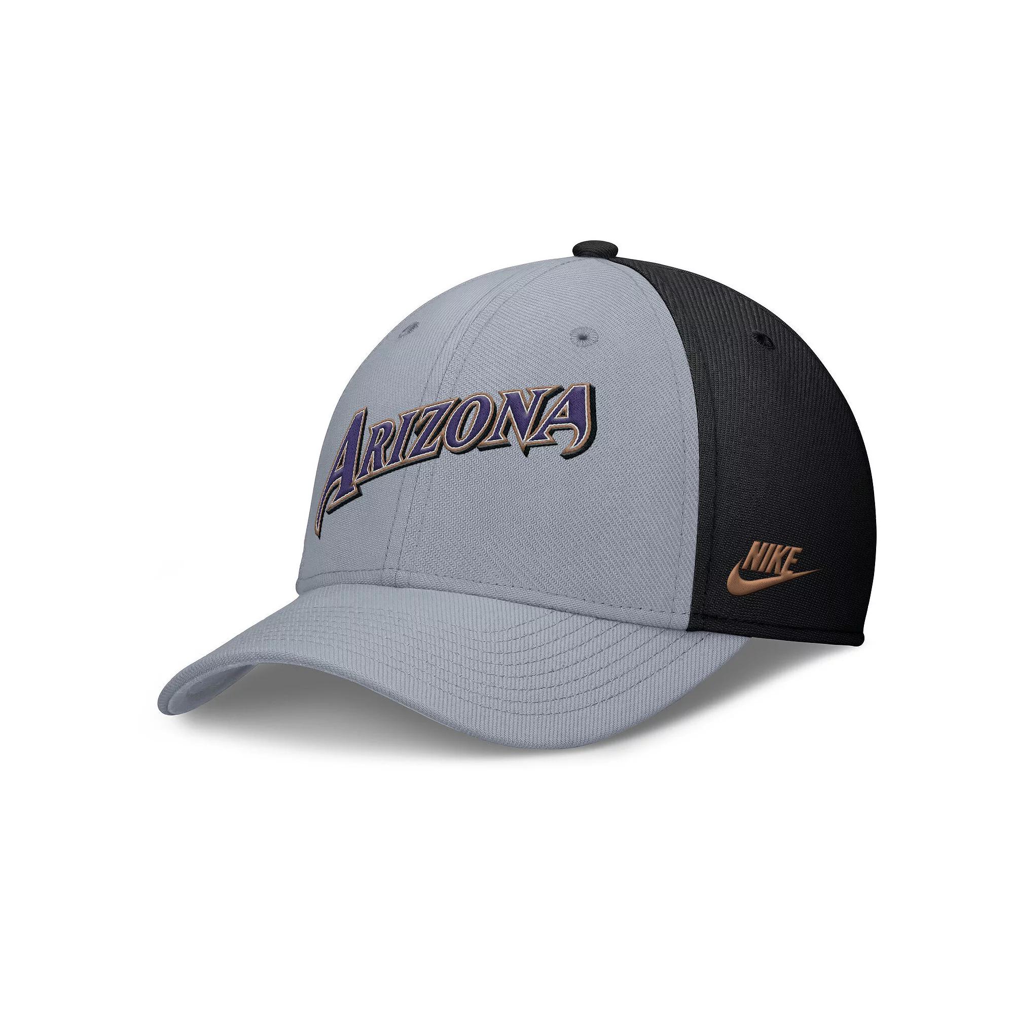 Men's Nike Gray/Black Arizona Diamondbacks Rise Swoosh Performance Flex Hat,  Product Image