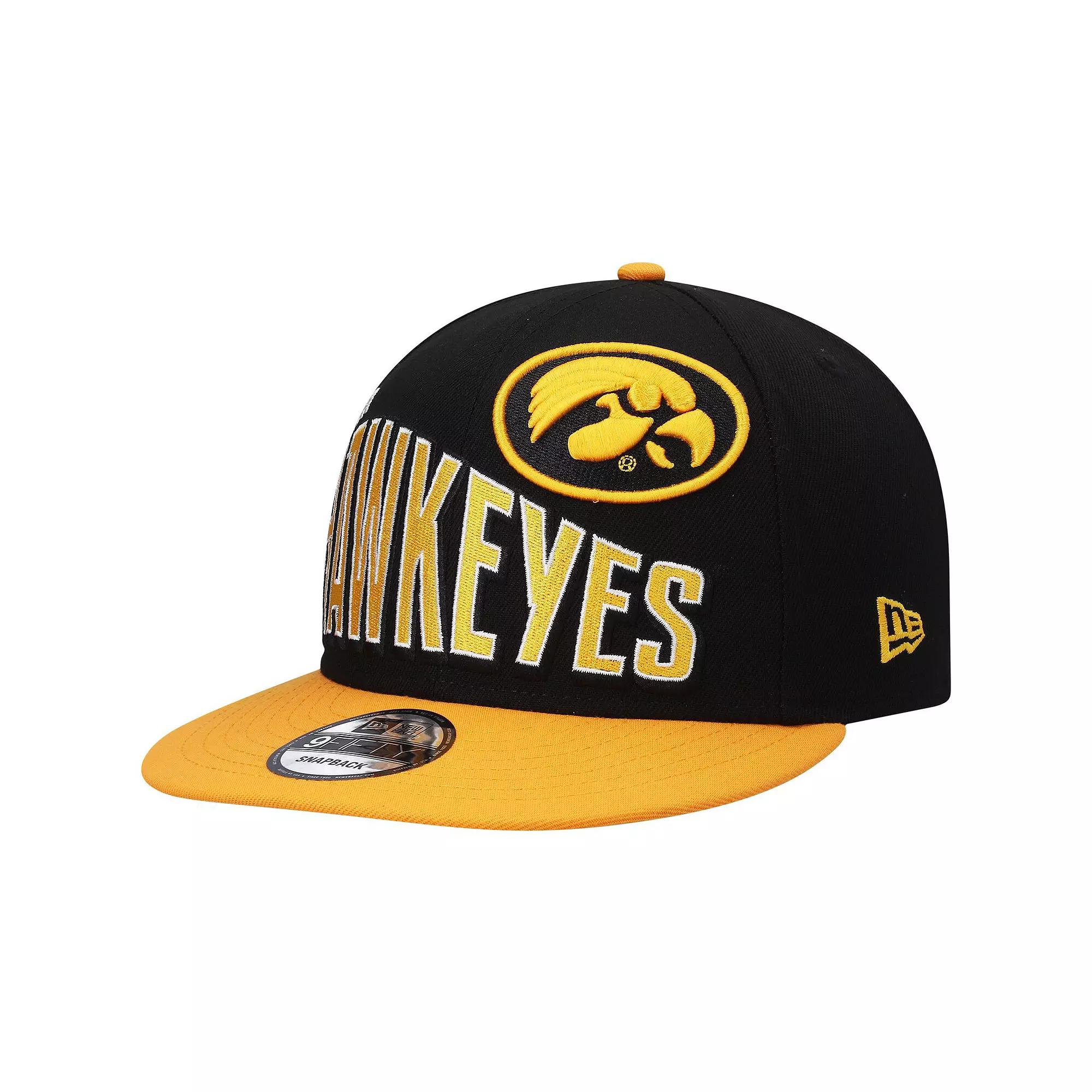 Men's New Era Black Iowa Hawkeyes Two-Tone Vintage Wave 9FIFTY Snapback Hat Product Image