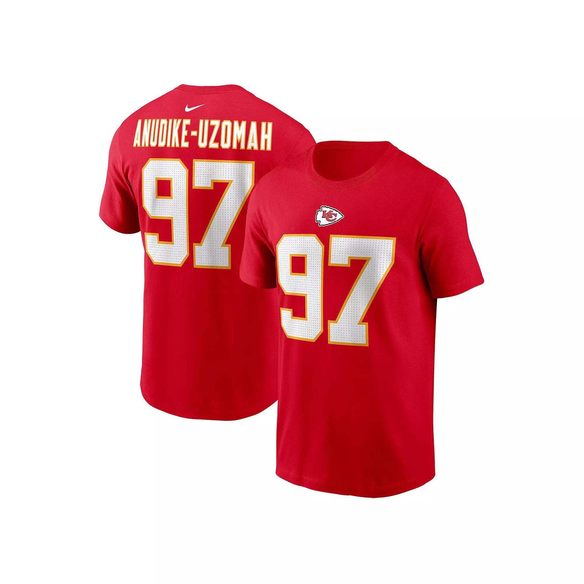 Men's Nike Felix Anudike-Uzomah Red Kansas City Chiefs 2023 NFL Draft First Round Pick Player Name & Number T-Shirt, Size: Small Product Image