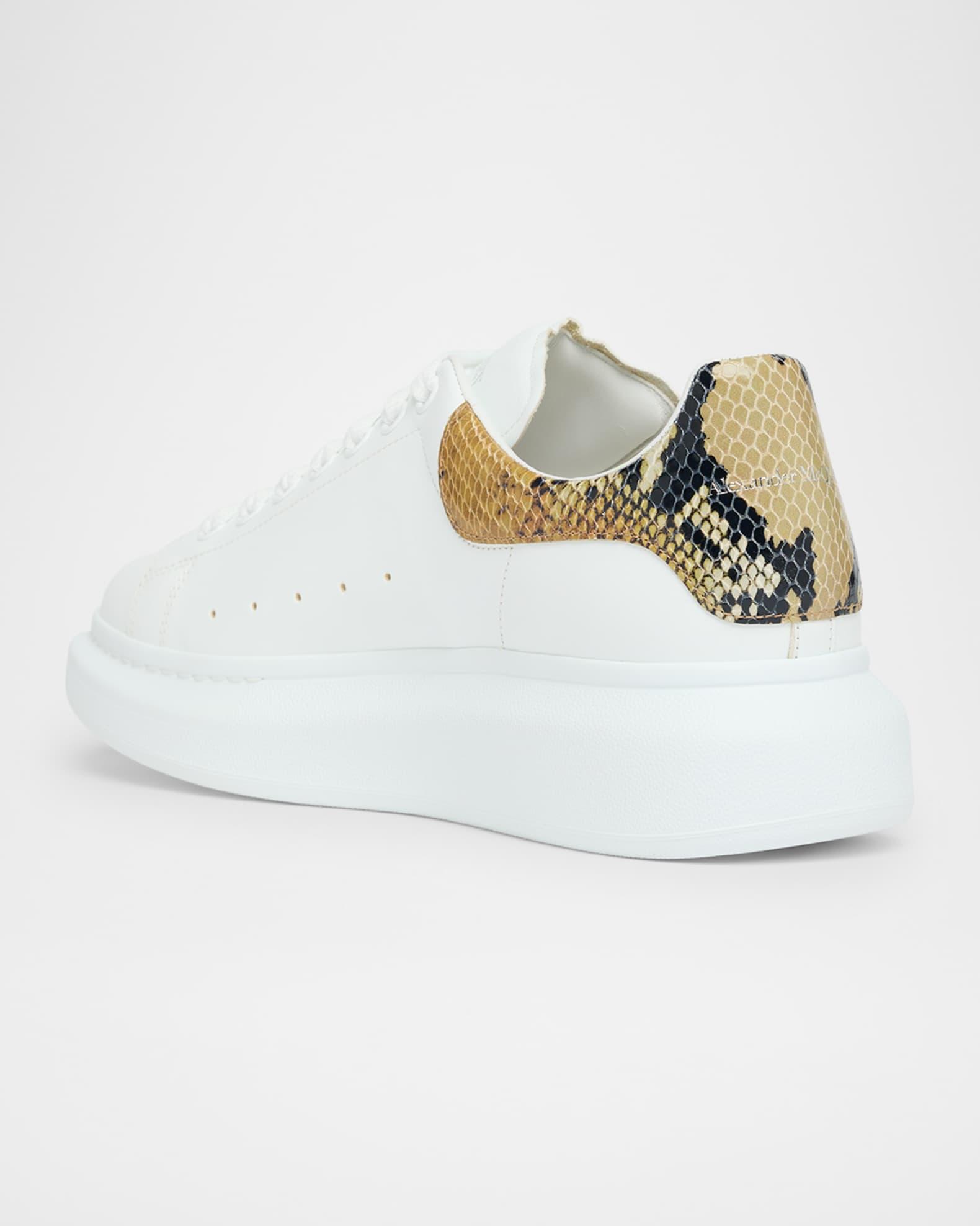 Men's Oversized Leather and Snake-Effect Low-Top Sneakers Product Image