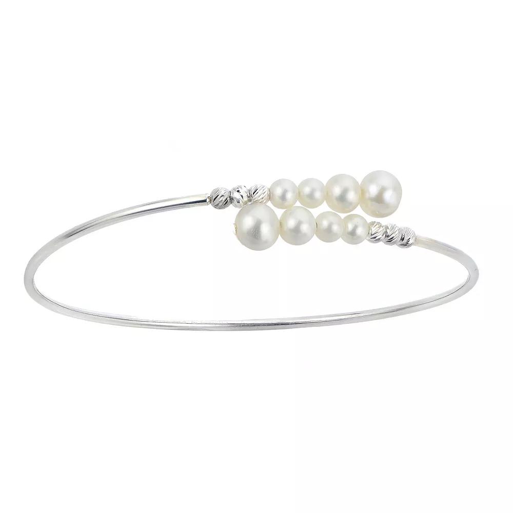 PearLustre by Imperial Sterling Silver Freshwater Cultured Pearl Bead Cuff Bracelet, Womens Product Image