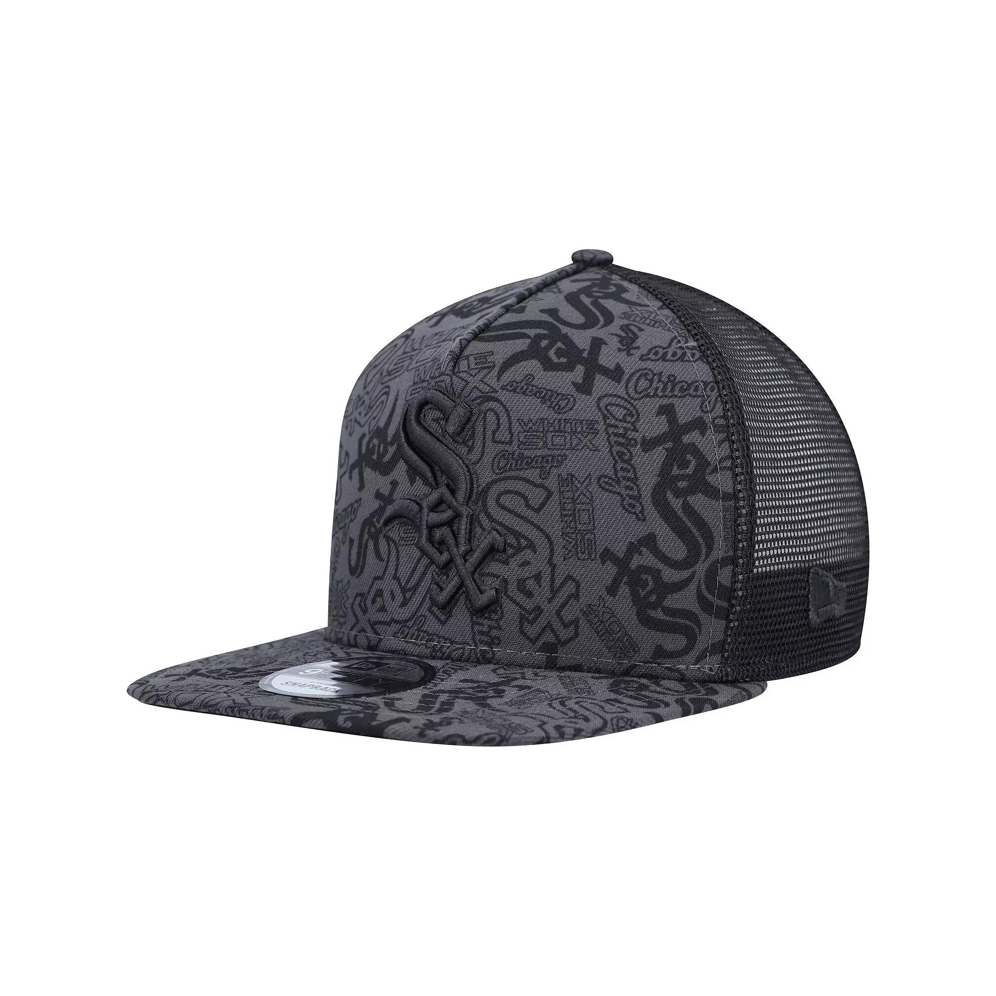 Men's New Era Black Chicago White Sox Repeat A-Frame 9FIFTY Trucker Snapback Hat Product Image