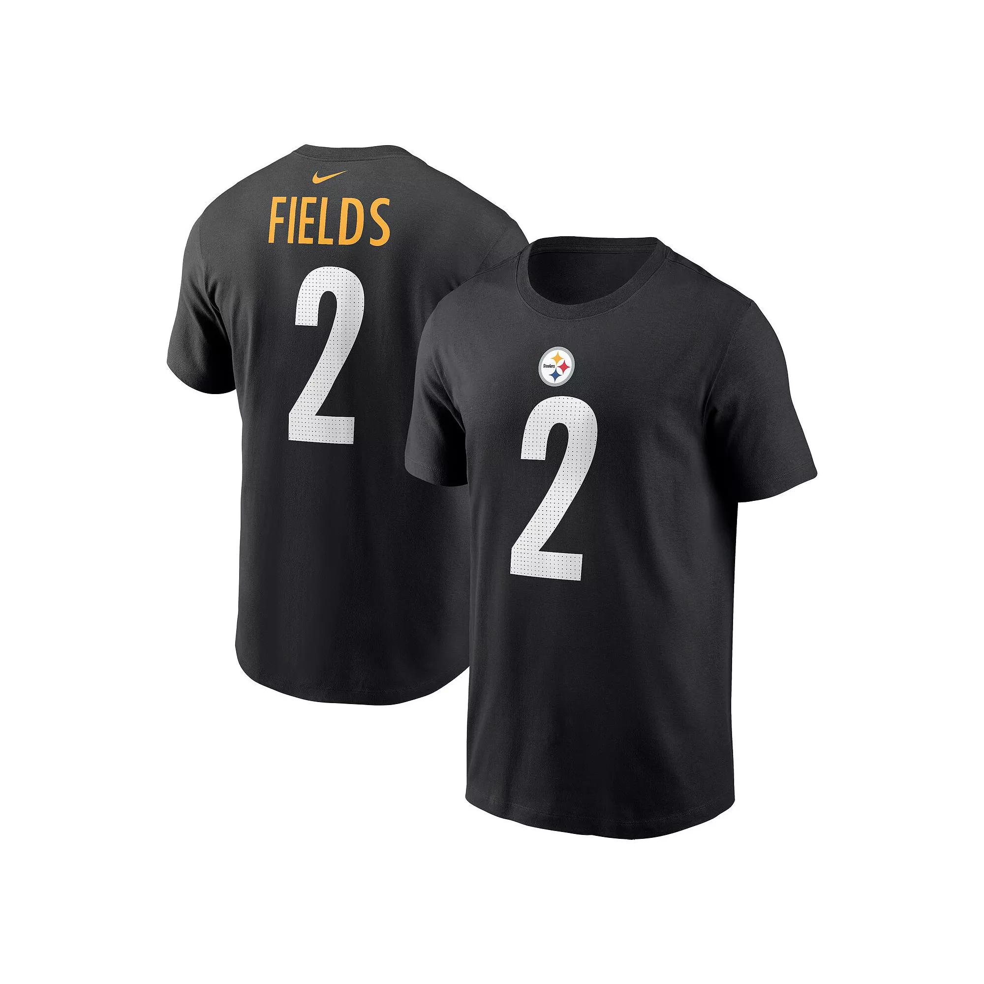 Men's Nike Justin Fields Black Pittsburgh Steelers Player Name & Number T-Shirt, Size: Large Product Image