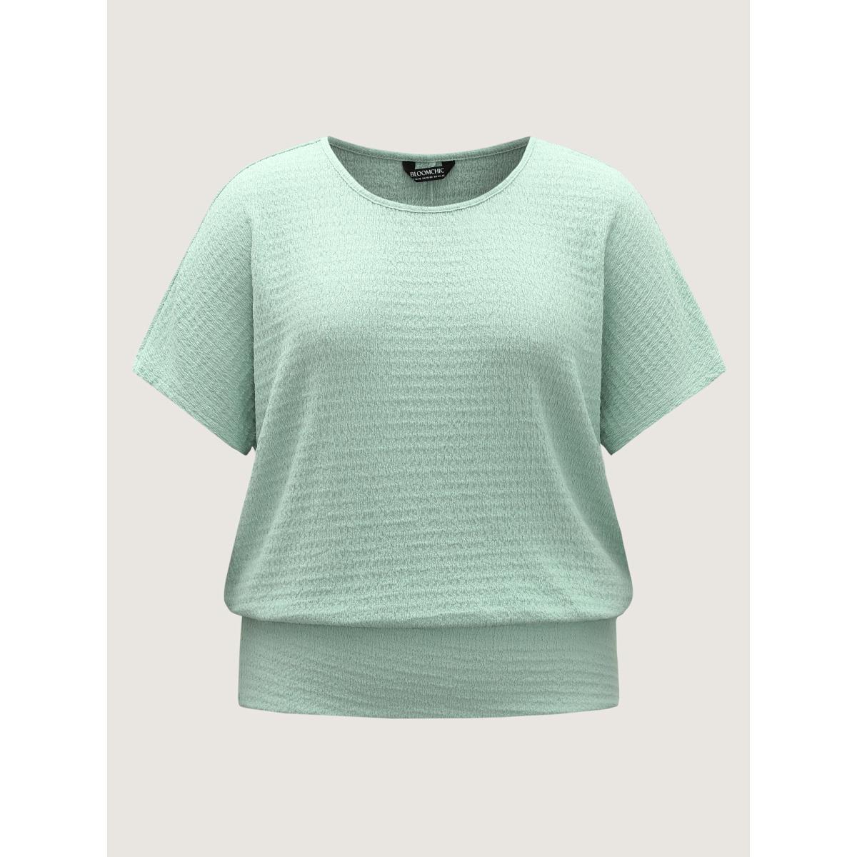 Plus Size Textured Relaxed Fit Dolman Sleeve T-Shirt Greenbean Women Leisure Texture Round Neck Loose Casual T-shirts BloomChic 22-24/3X Product Image