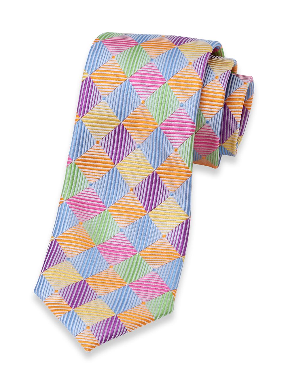 Geometric Woven Silk Tie - Multi Product Image