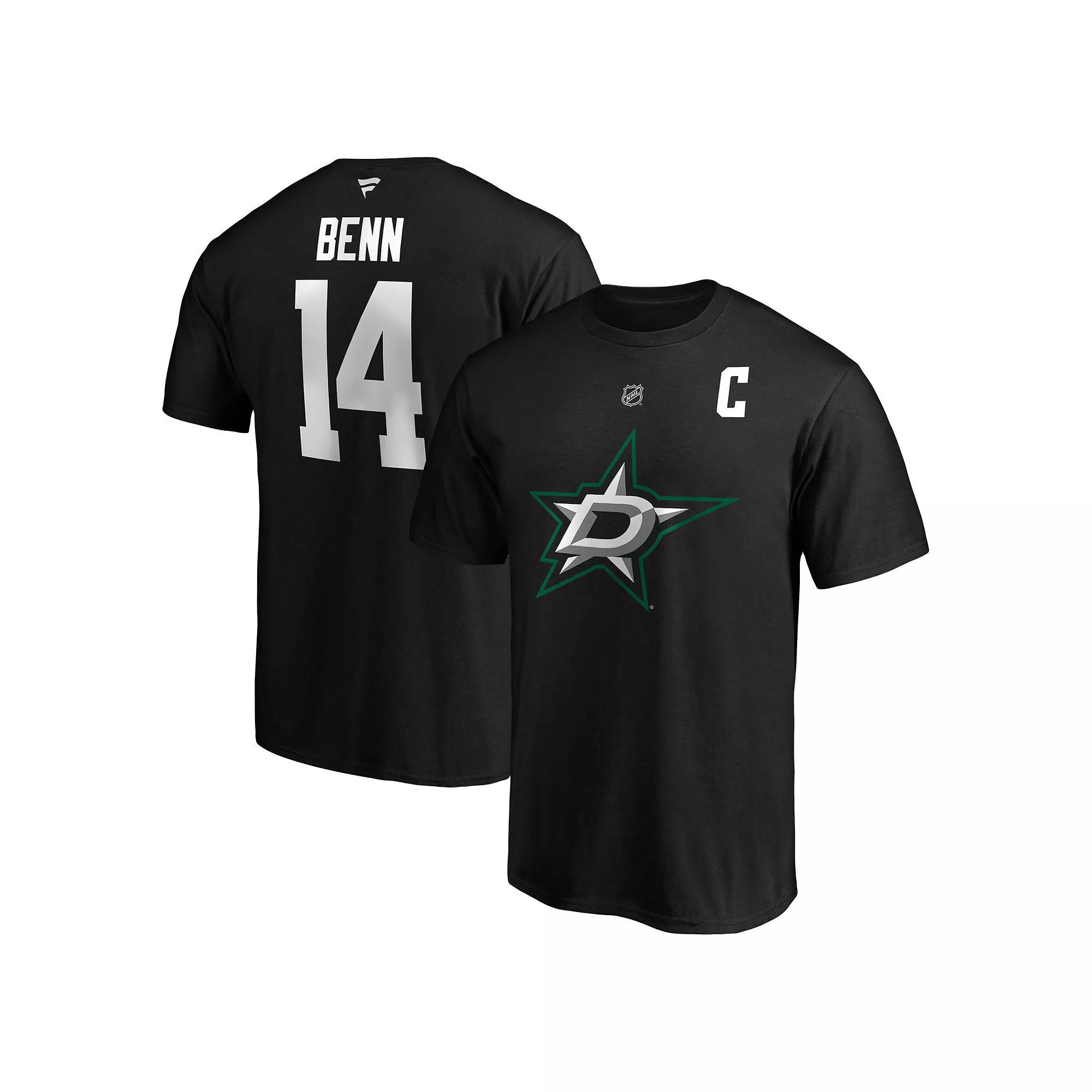 Men's Fanatics Jamie Benn Black Dallas Stars Authentic Stack Name & Number T-Shirt,  Product Image