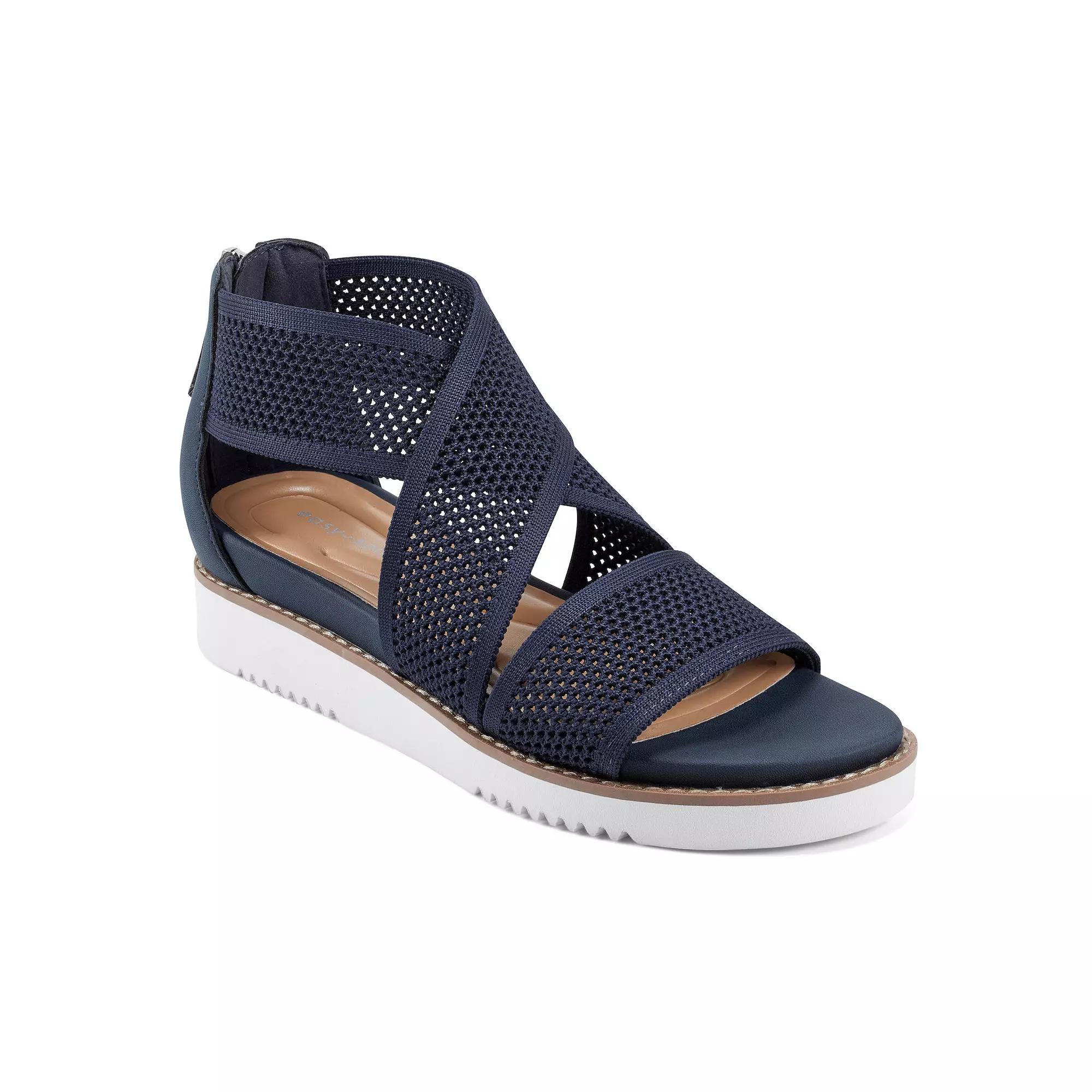 Easy Spirit Witney Women's Wedge Perforated Zip Back Cross Strap Sandal,  Product Image
