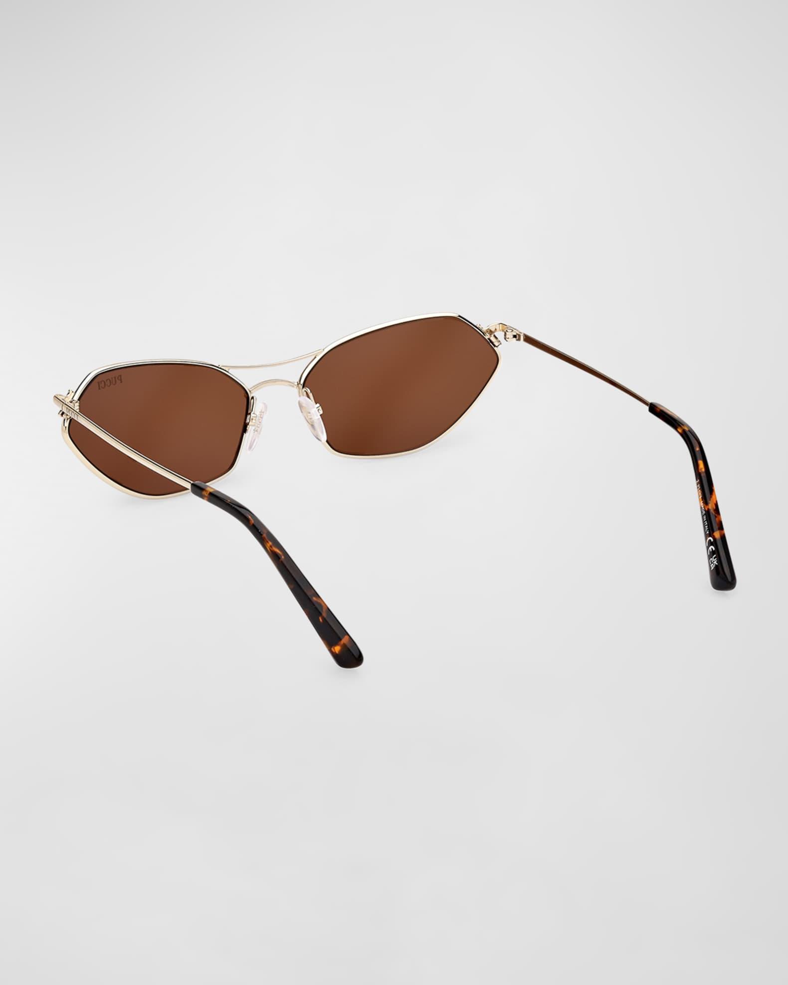 Geometric Metal & Acetate Rectangle Sunglasses  Product Image