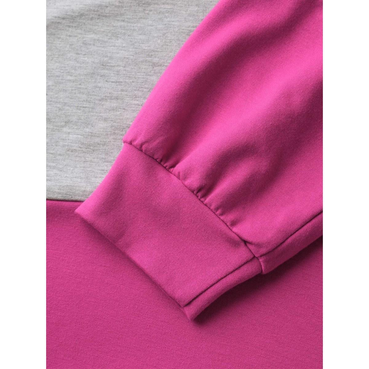 Plus Size Supersoft Color Block Neck Cut-Out Sweatshirt Women Indigo Leisure Round Neck Casual Sweatshirts BloomChic 10/M Product Image