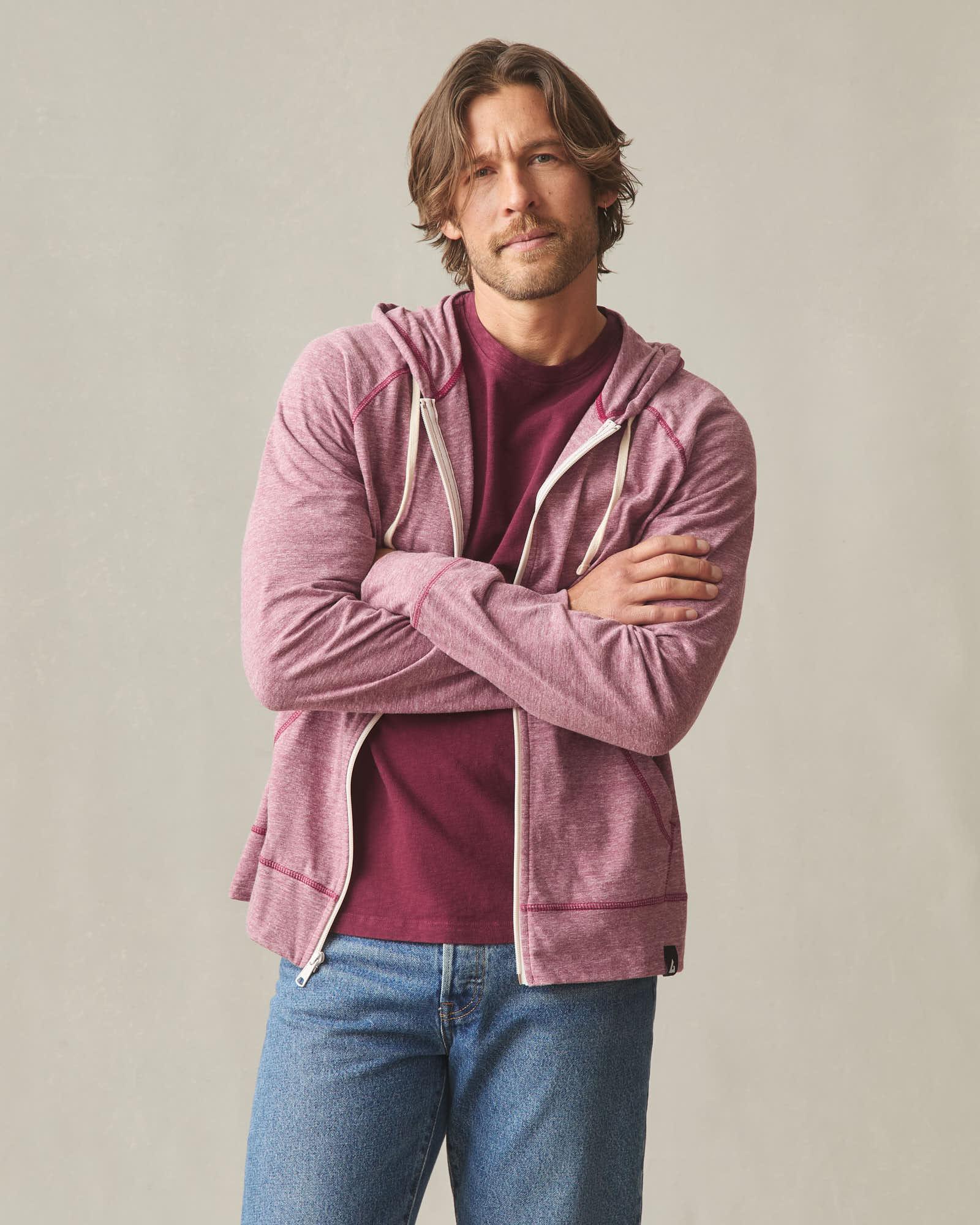 Men's Lightweight Full Zip - Bonfire Red Heather Product Image