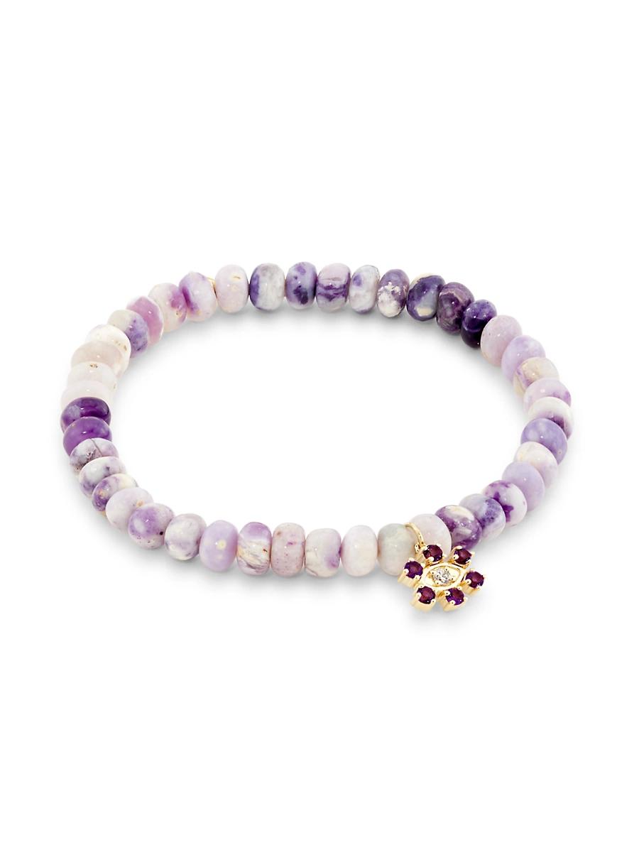 Womens Marquise Eye 14K Yellow Gold, 0.05 TCW Diamond, Amethyst & Purple Opal Bracelet Product Image