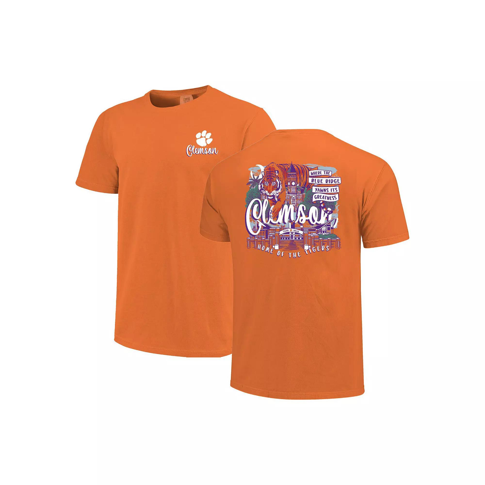 Women's Orange Clemson Tigers Comfort Colors Campus Scene Drawing Script T-Shirt, Size: Small Product Image