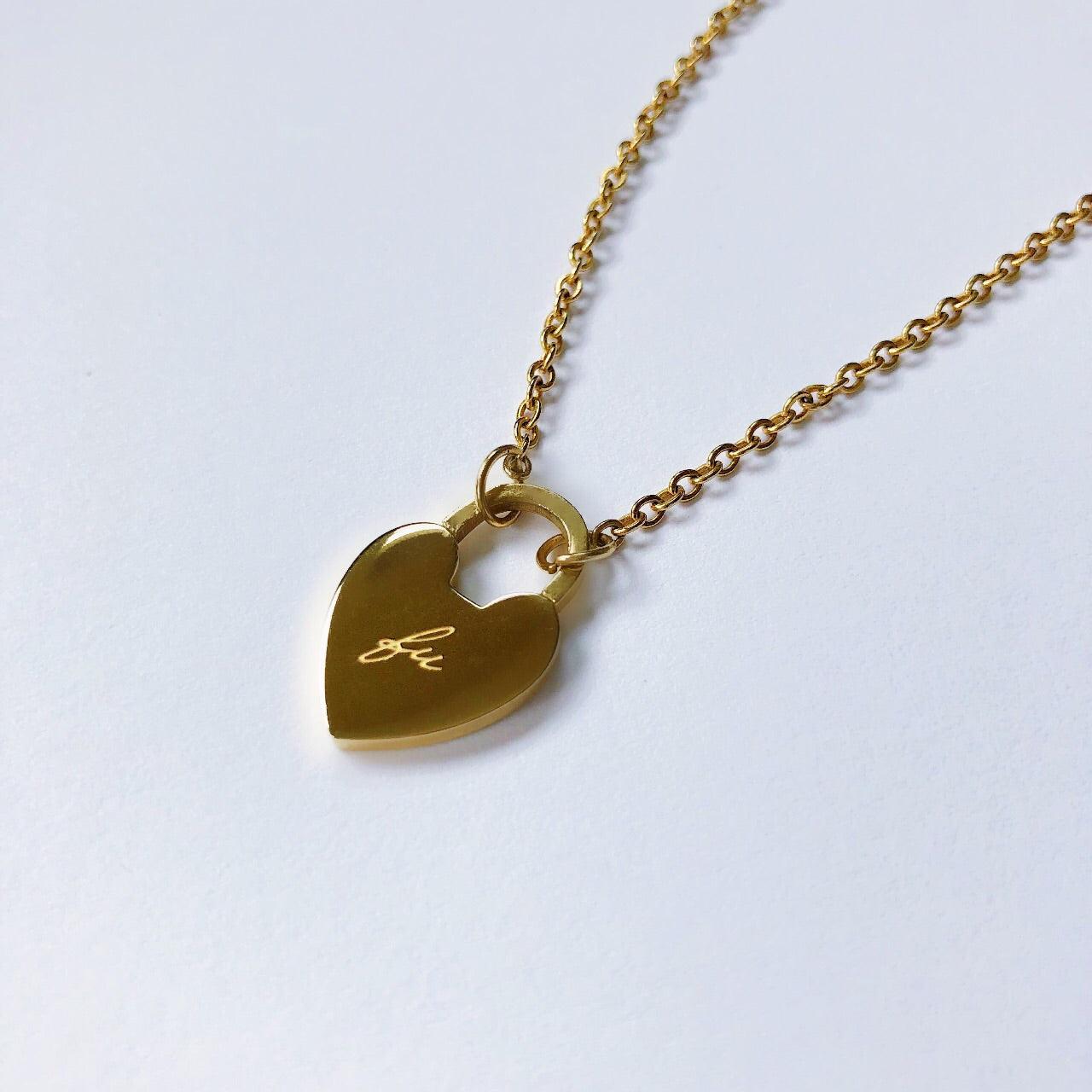 FU Heart Padlock Pendant Necklace Product Image