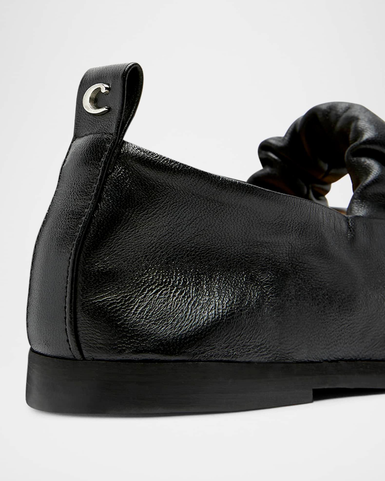 Grey Leather Mary Jane Ballerina Flats Product Image