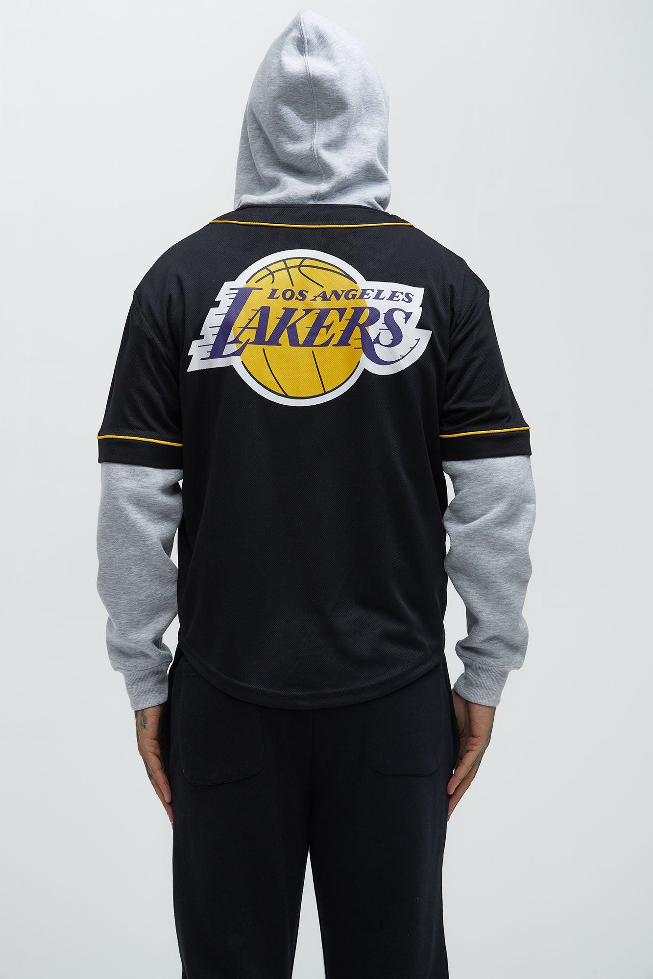 Lakers Clean Up Button Hoodie - Black Product Image