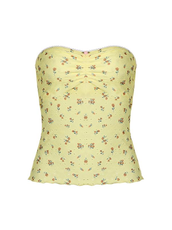 Cut-Out Ruffled Peplum Bandeau Top Product Image