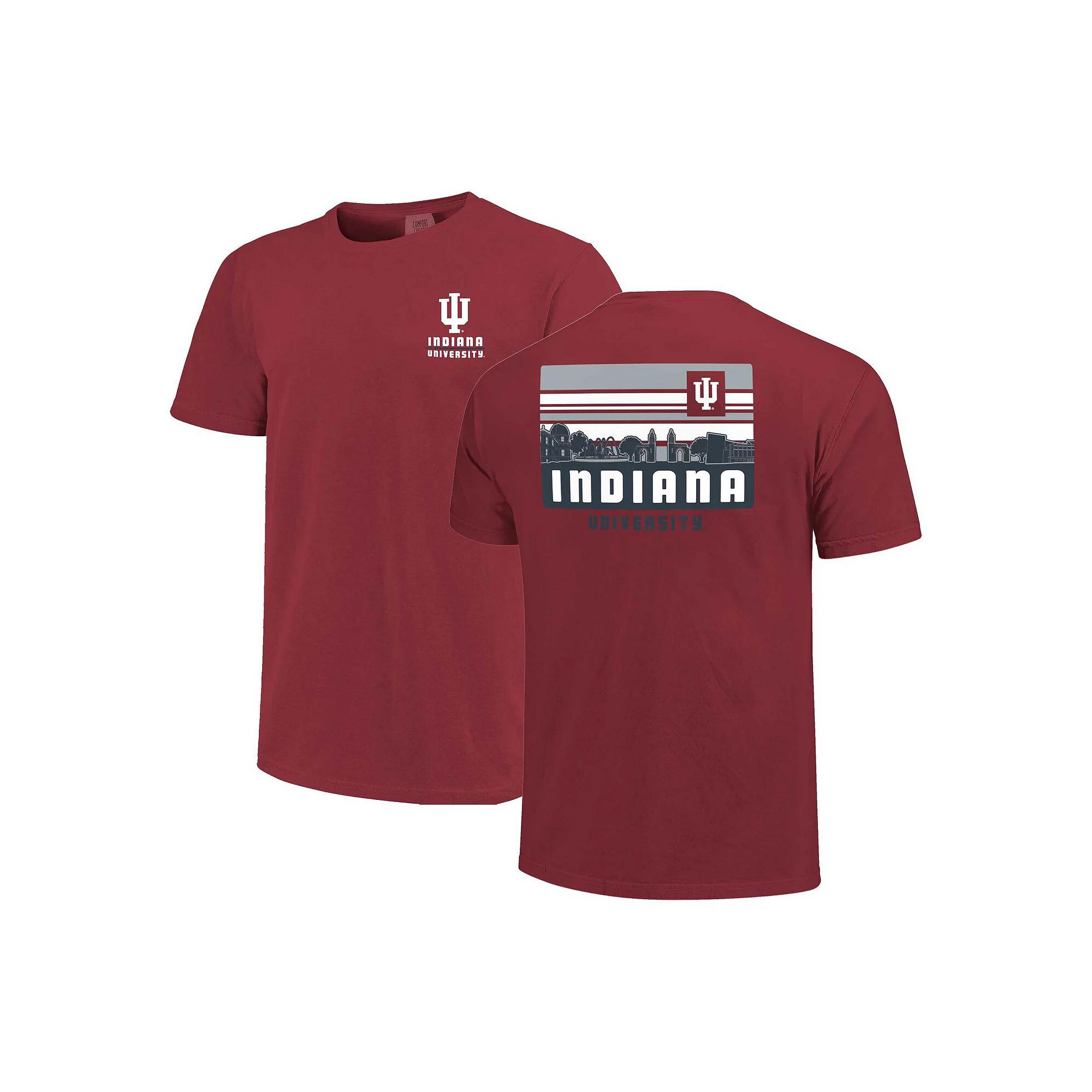 Men's Crimson Indiana Hoosiers Striped Campus Skyline T-Shirt,  Product Image