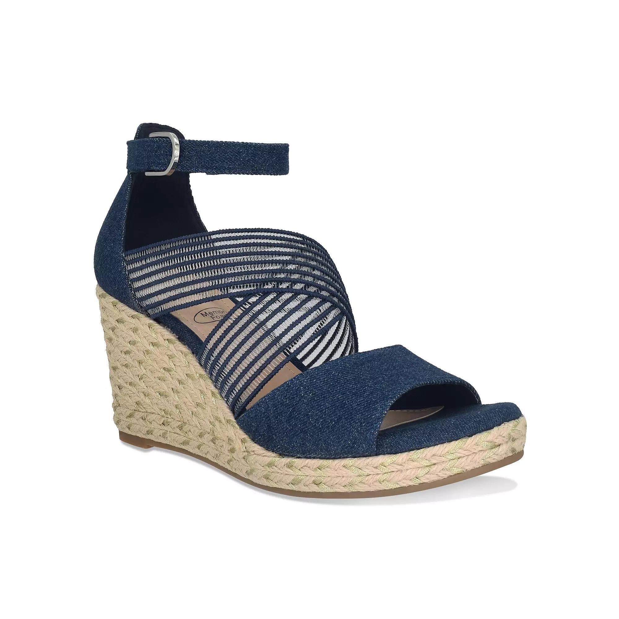 Impo® Tizane Women's Memory Foam Platform Wedge Stretch Sandals, Size: 10, Blue Product Image