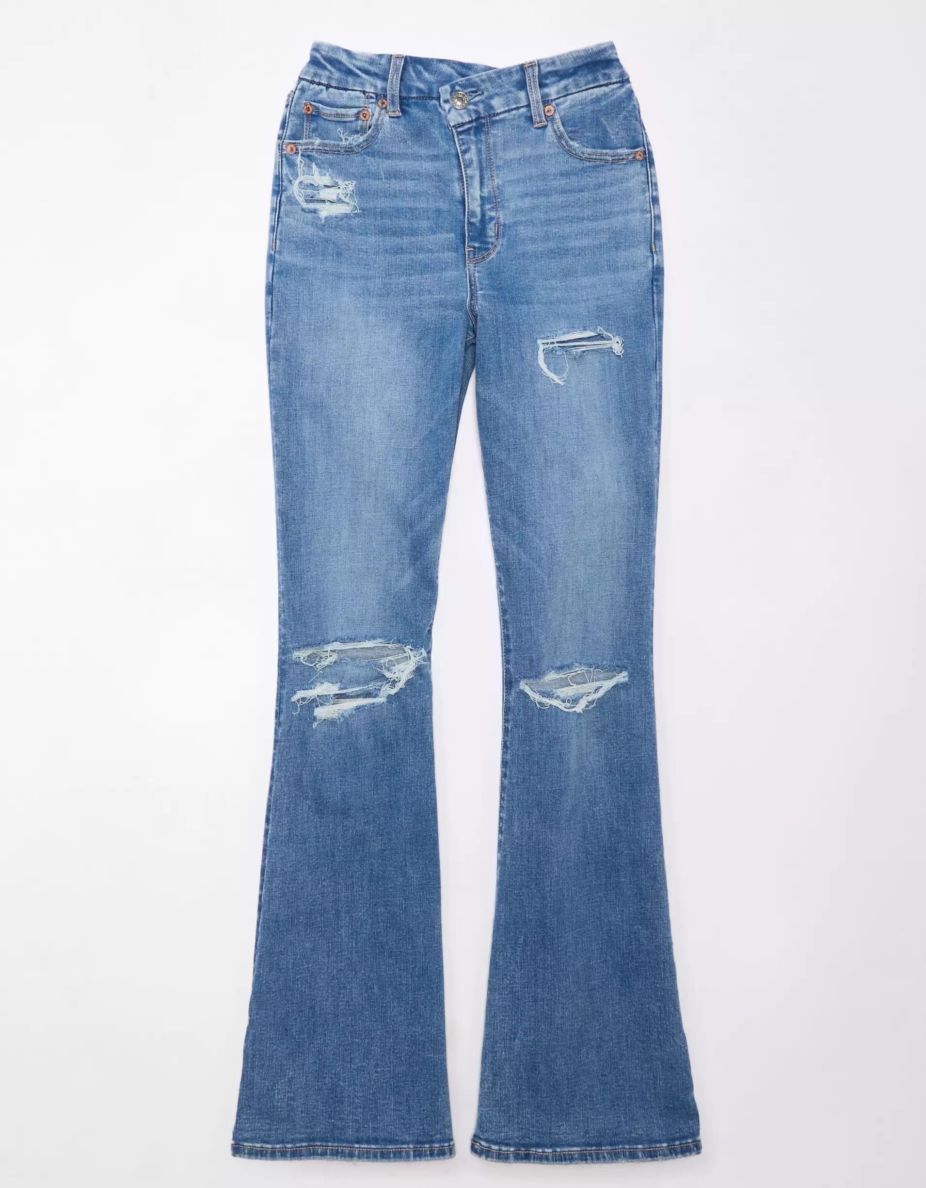 AE Next Level Curvy Ripped Super High-Waisted Flare Jean Product Image