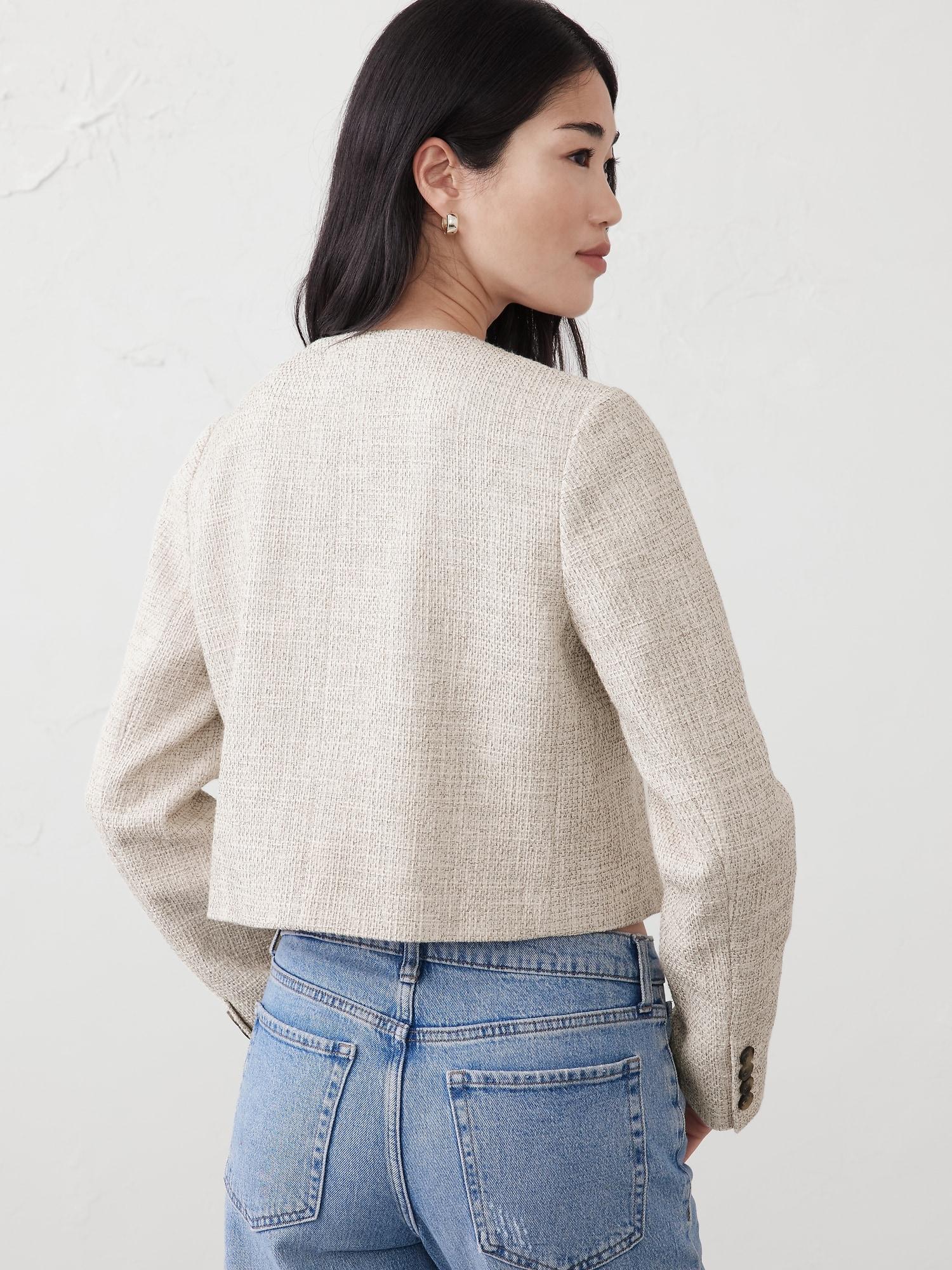 Collarless Cropped Jacket Product Image