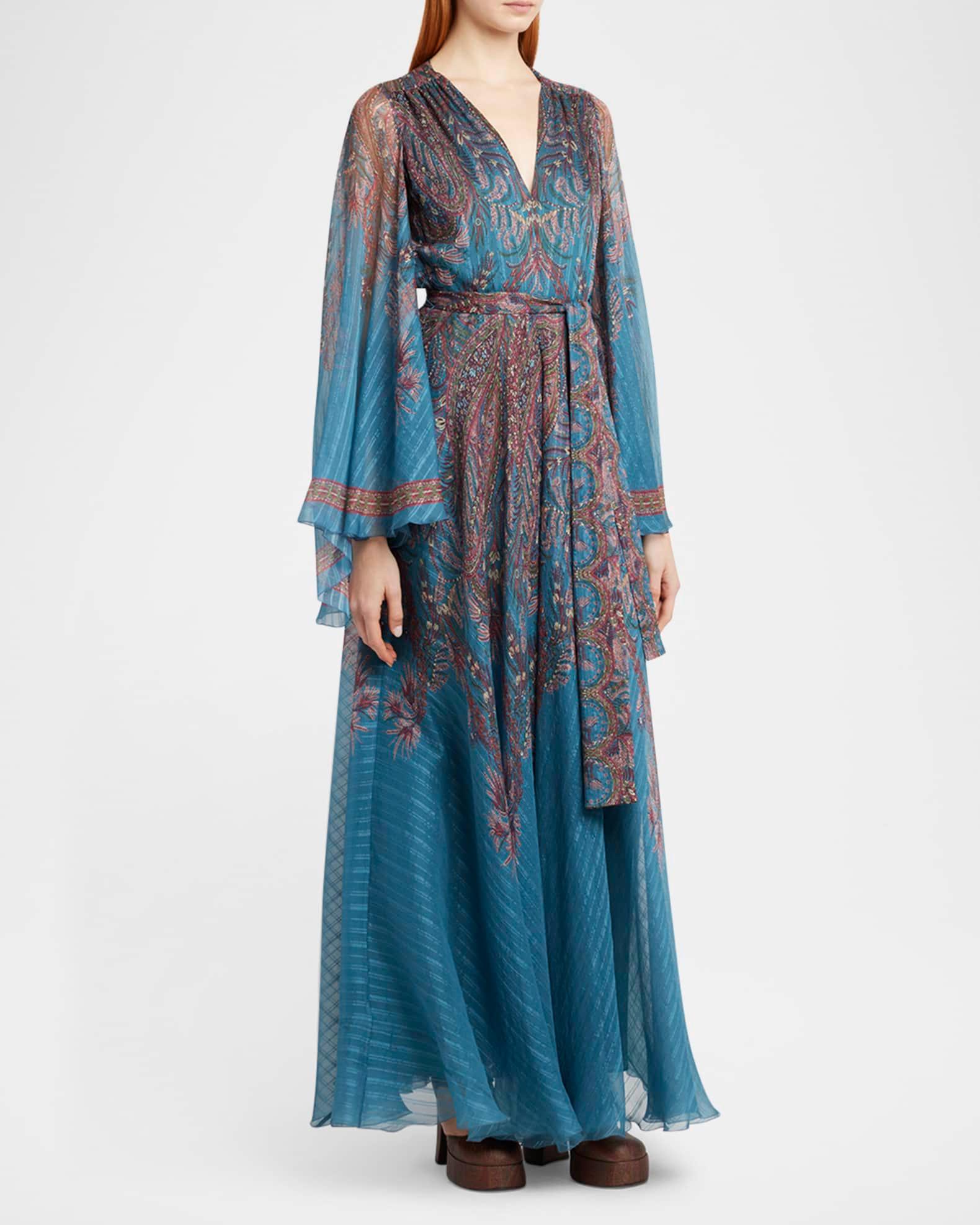 Floral Paisley Silk Boho Gown Product Image