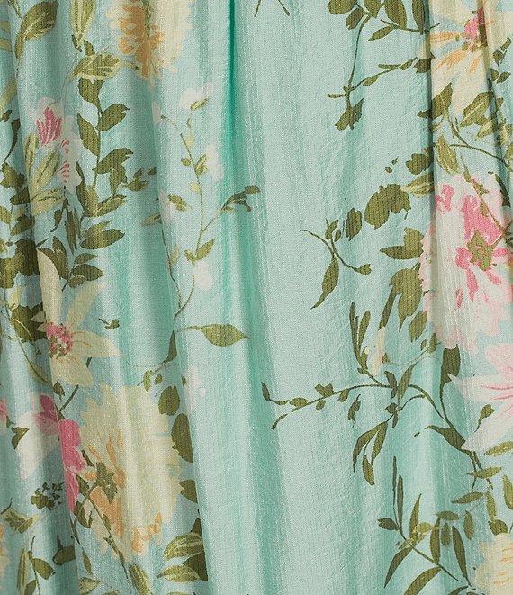 Blu Pepper Floral Print Square Neck Short Sleeve Midi Dress Product Image