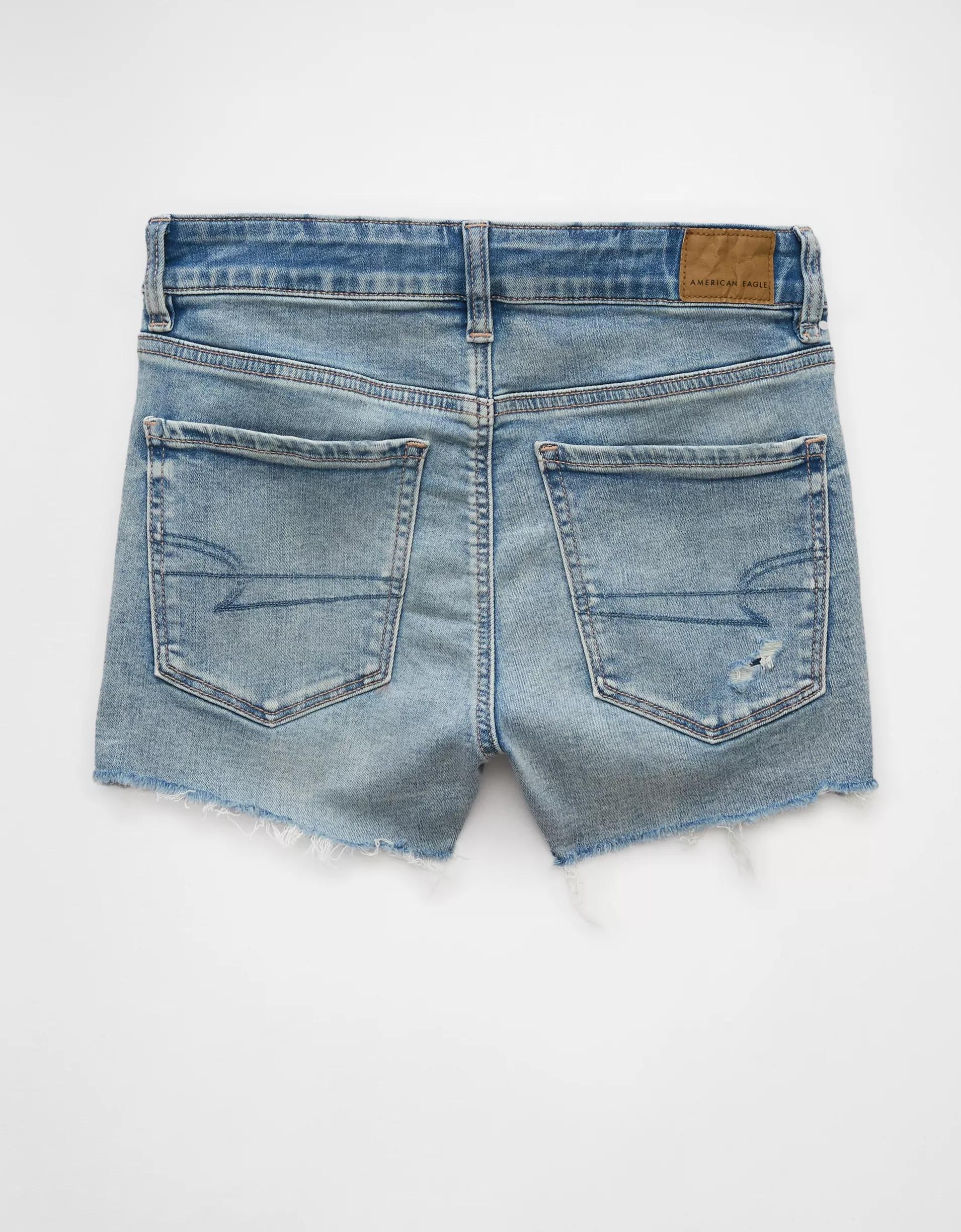 AE Next Level Ripped High-Waisted Denim Short Short Product Image
