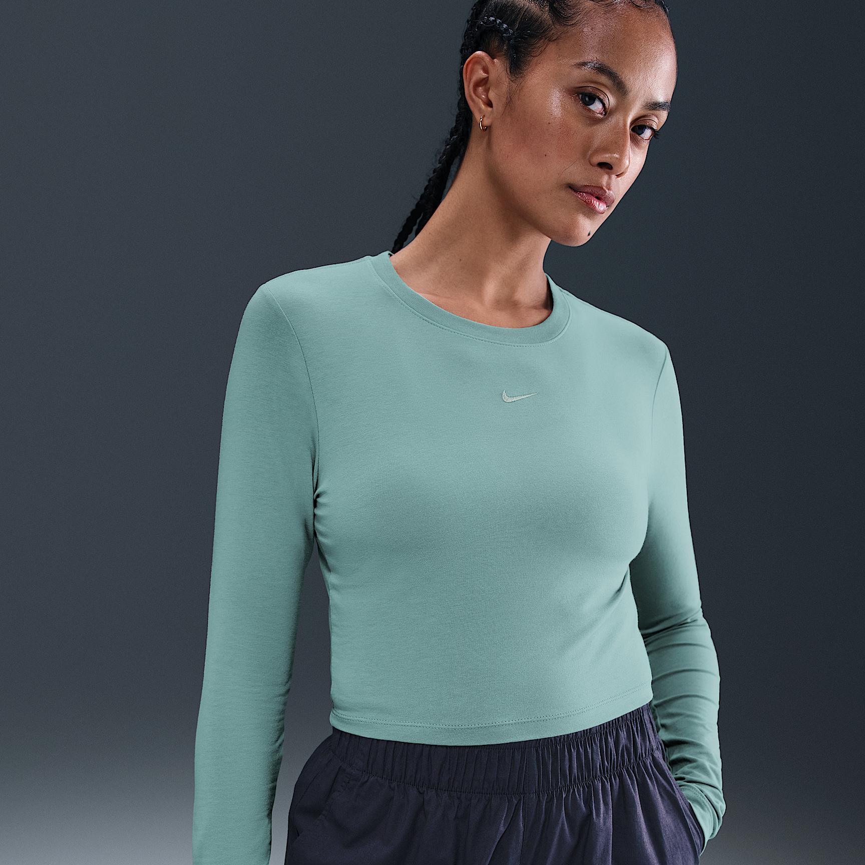 Womens Nike Sportswear Chill Knit Slim Long-Sleeve Cropped Top | HF5322-017 Product Image