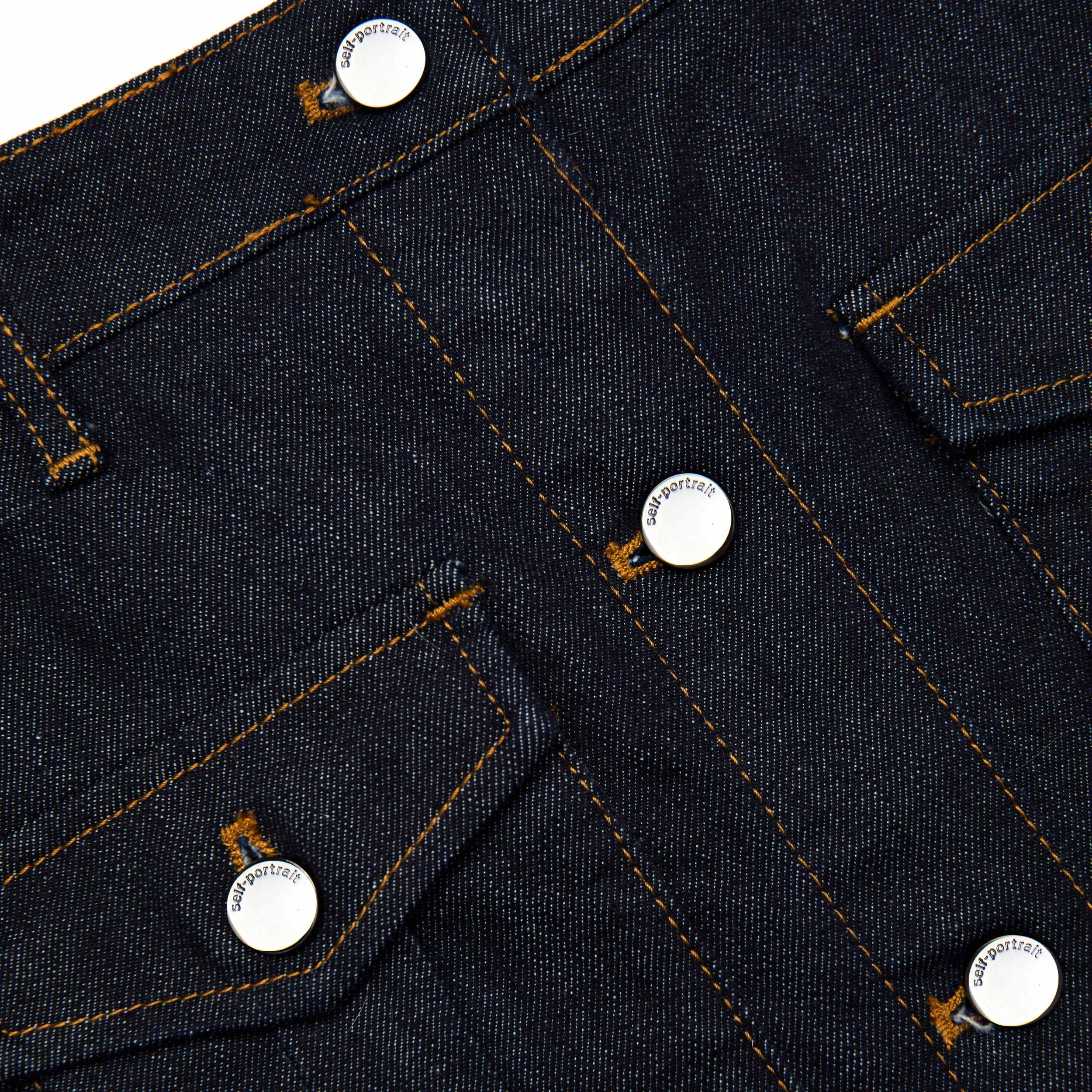 Indigo Denim Belted Midi Skirt Product Image