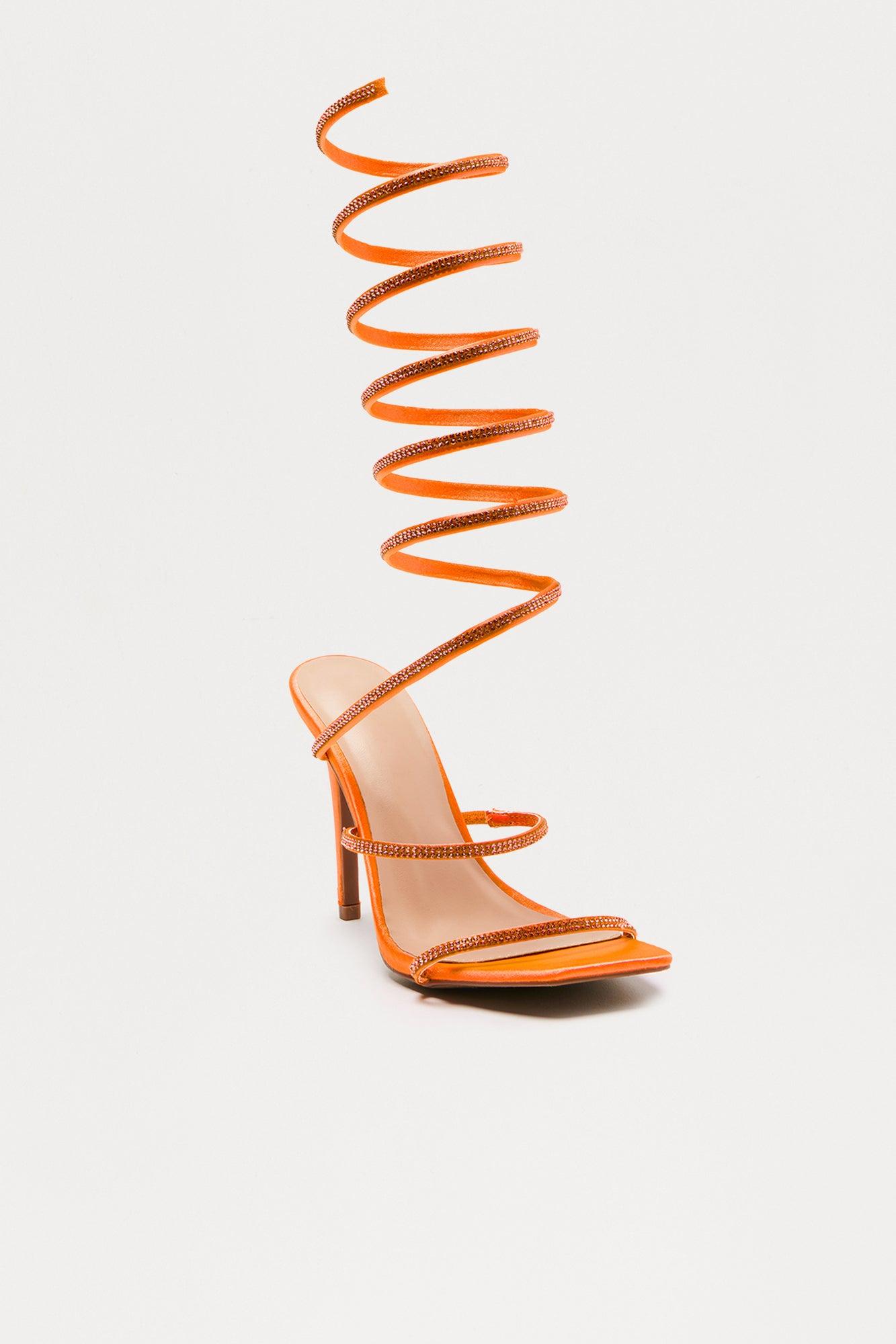 Shine So Bright Wrap Up Heels - Orange Female Product Image