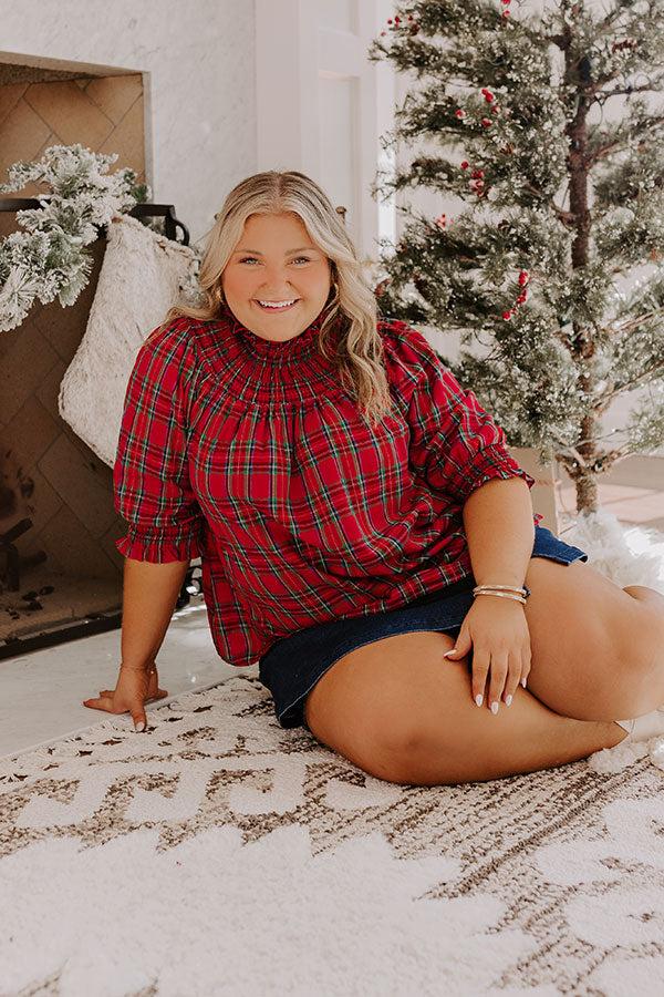 Holiday Harmony Smocked Plaid Top Curves Product Image